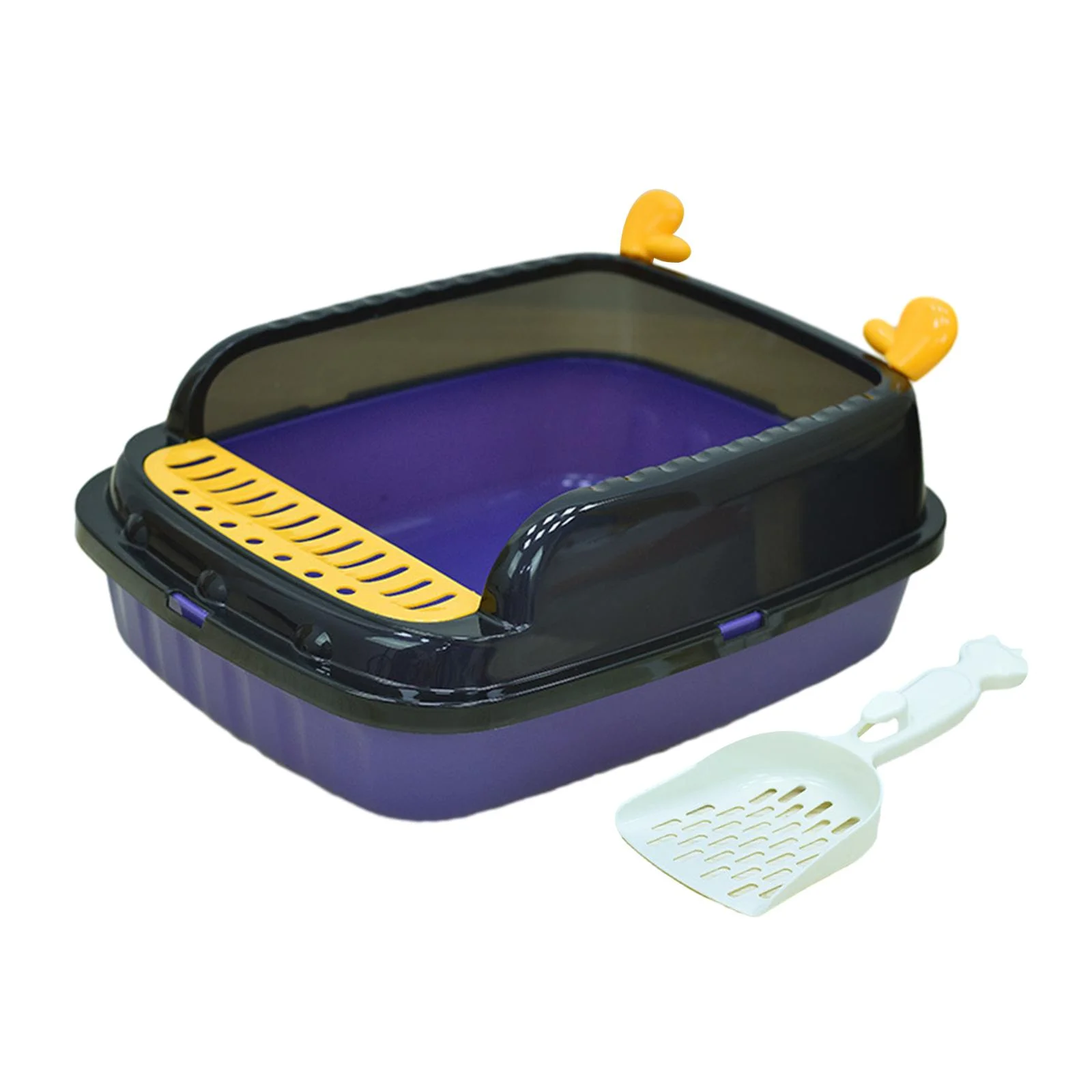 Gazechimp Cat Litter Basin Cat Sand Box Durable Kitten Toilet Open Top Pet Litter Tray M Violet A