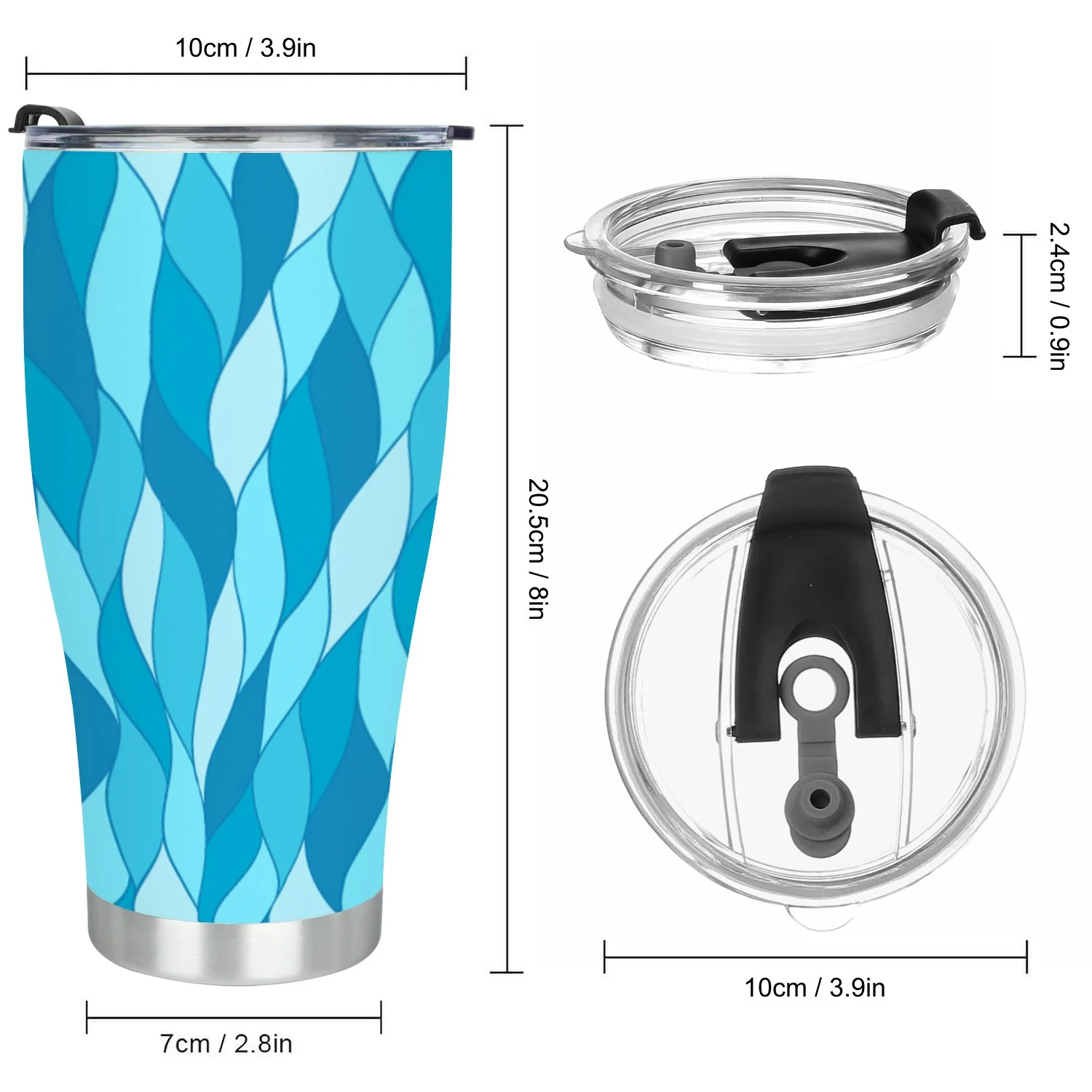 Hidove Stainless Steel Tumbler, Blue Sea Seamless Pattern 30oz Leak Proof & Stainless Steel Bottle for Hot & Cold Drinks - Coffee Travel Mug, Water Metal Canteen, Thermal Cup
