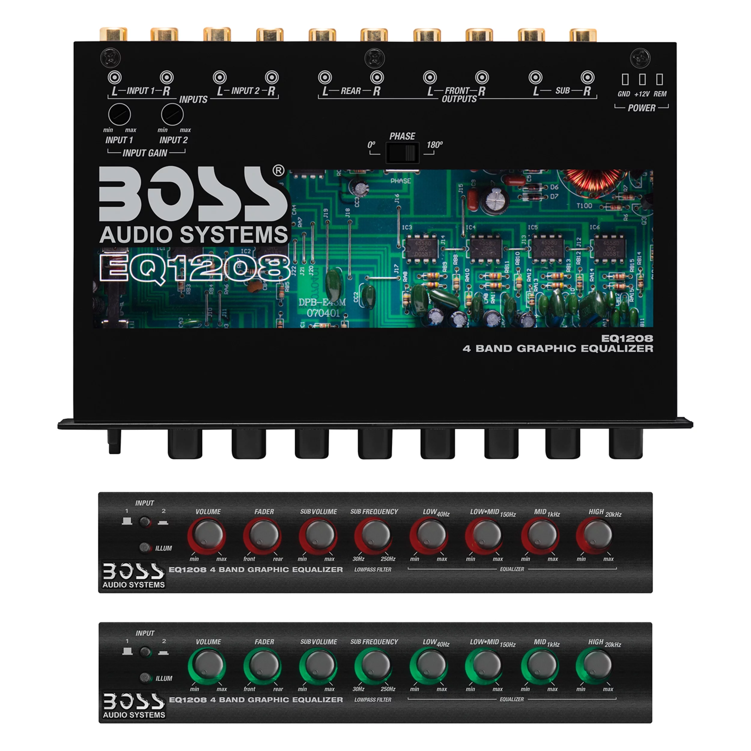 NEW BOSS EQ1208 4-Band Preamp Car Audio Equalizer w/ Subwoofer Sub Output EQ Out