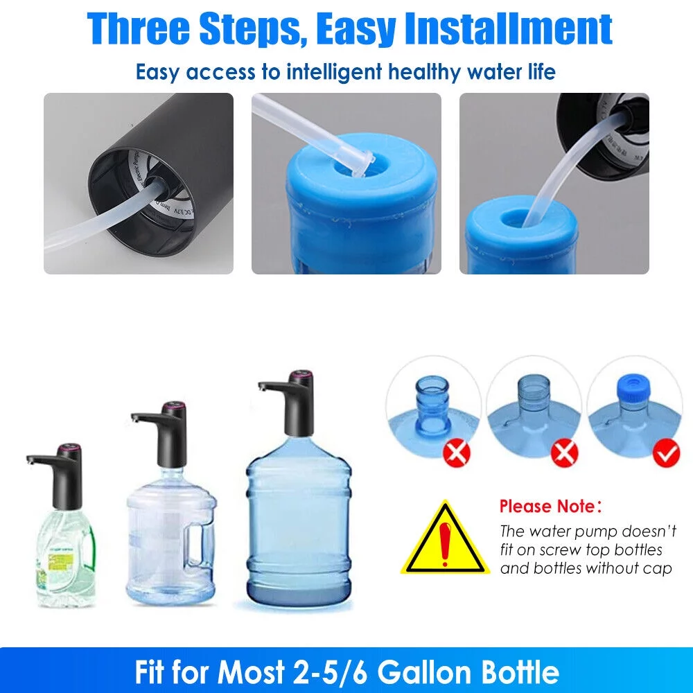 Water Bottle Switch Pump Electric Automatic Universal Jug Dispenser 5 Gallon USB