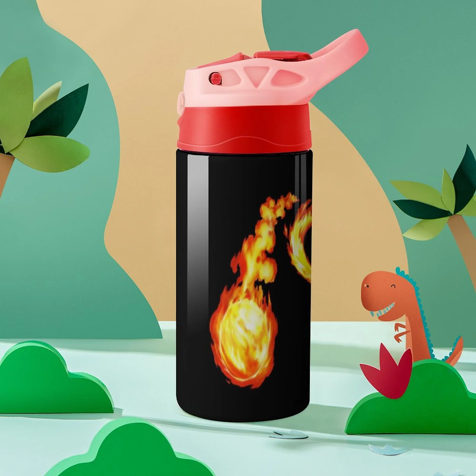 Super Mario Fire Kid's Insulated Water Bottle With Straw Vacuum Stainless Steel Cup Leak-Proof Children Toddler Thermoses