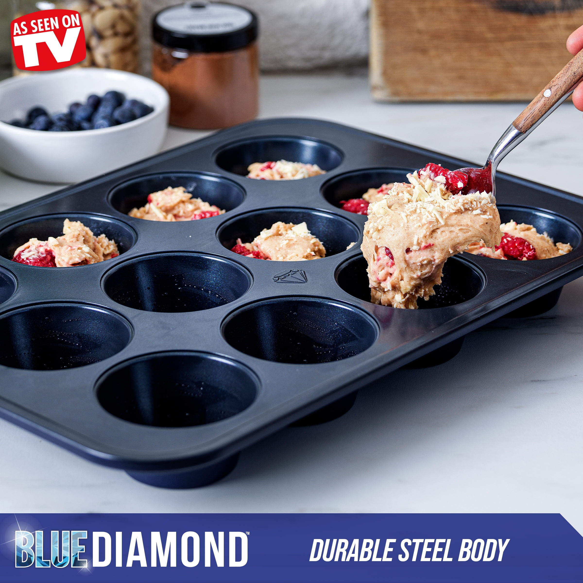 Blue Diamond Bakeware Nonstick 12-Cup Muffin Pan