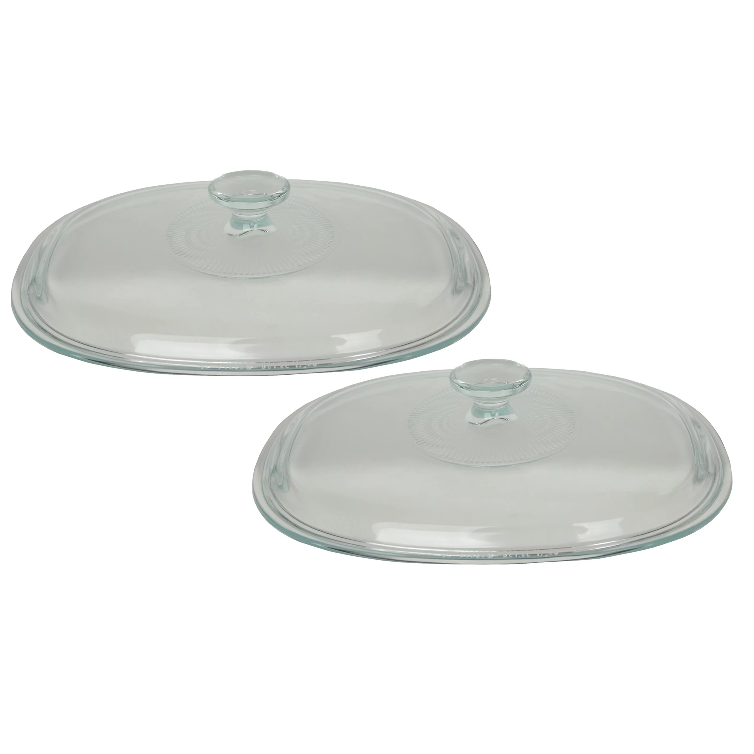 Corningware DC1.5C 2.5qt Fluted Oval Clear Glass Replacement Baking Dish Lid (2-Pack)