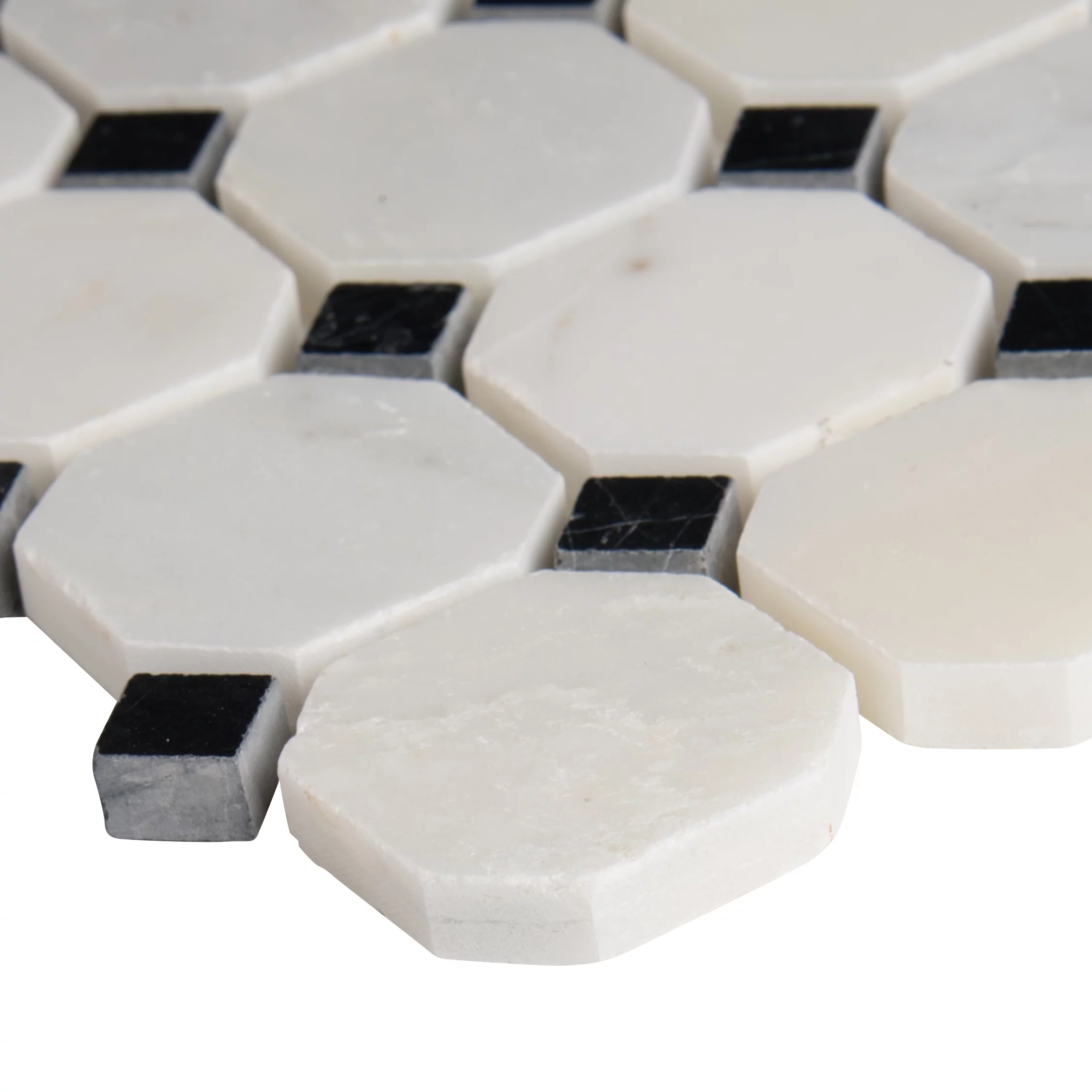 Greecian White Octagon 12 in. x 12 in. x 10 mm Polished Marble Mesh-Mounted Mosaic Tile(10 sq. ft./case)