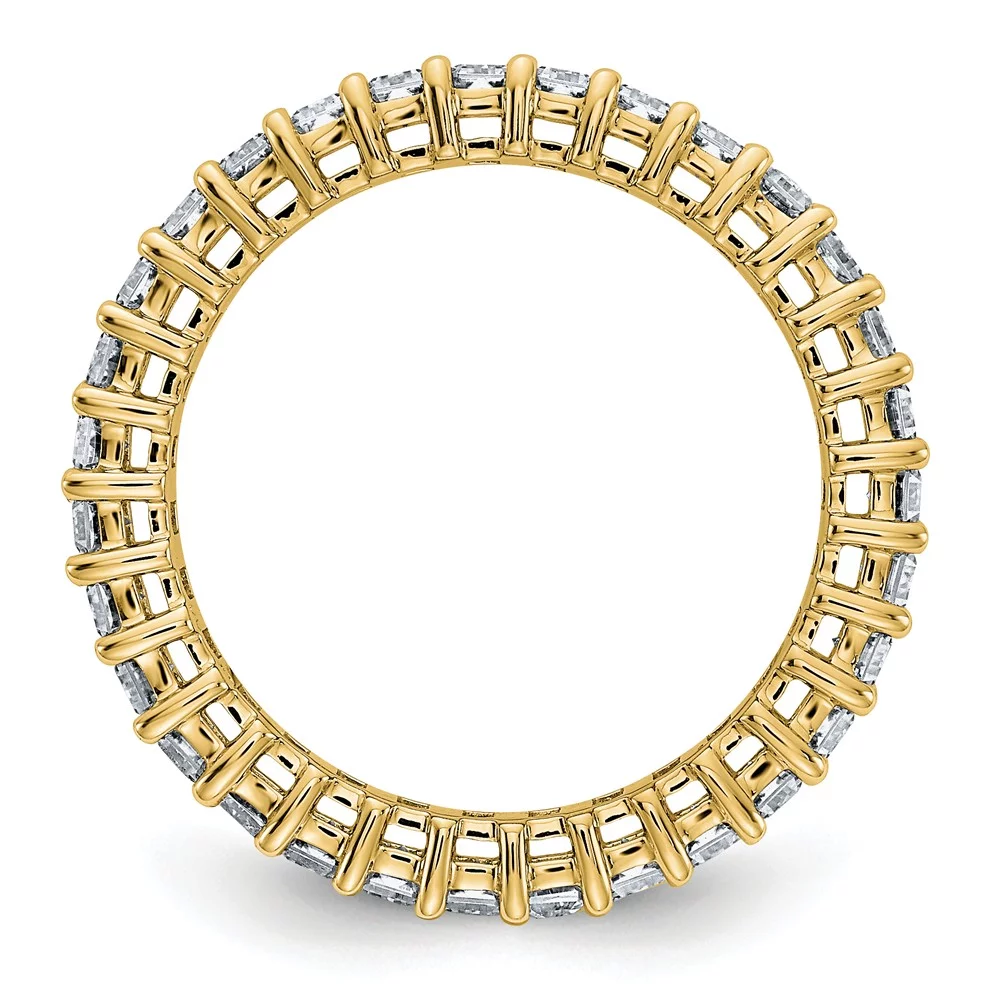 14K Yellow Gold Ring Band Moissanite Octagon Emerald White