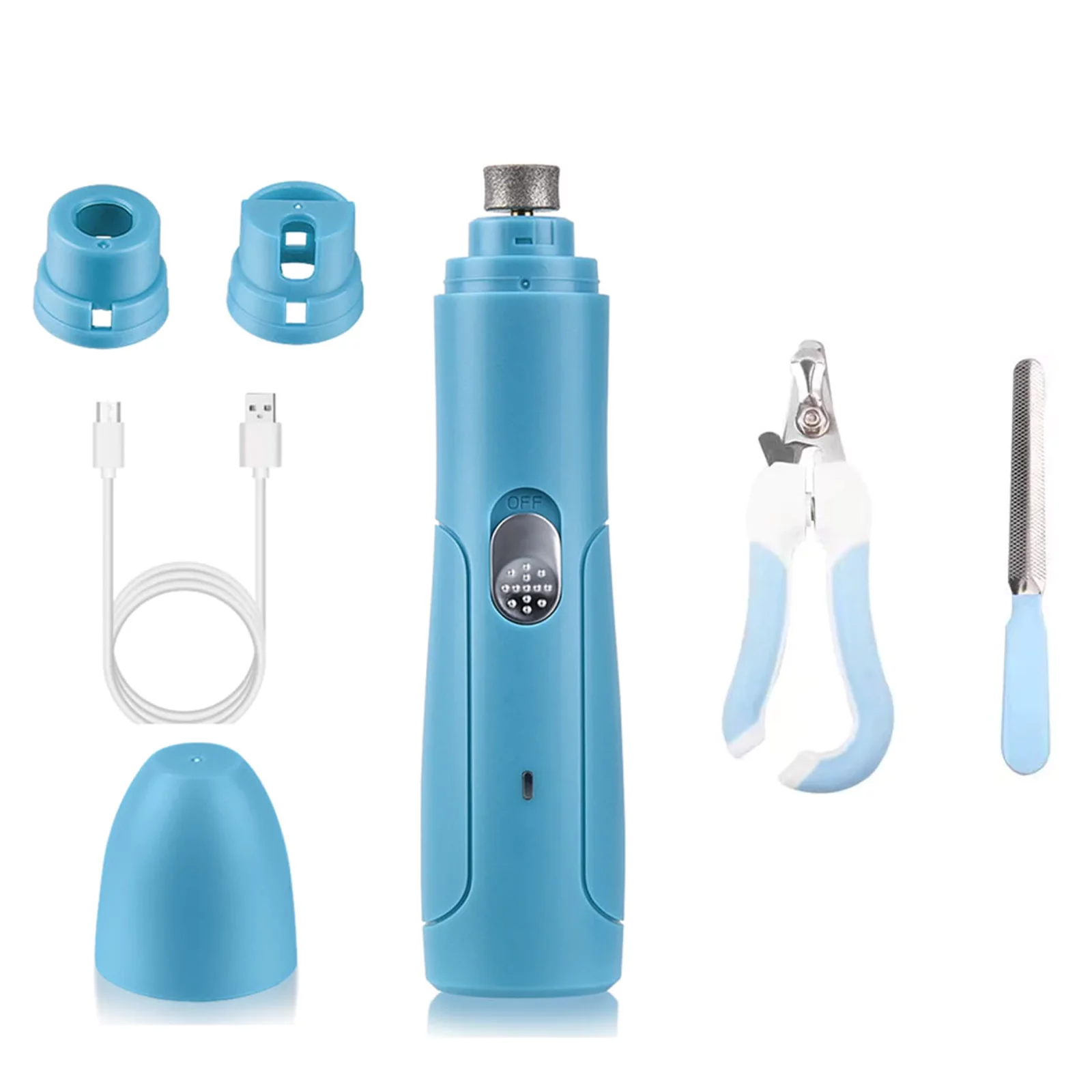 Originalsourcing Dog Nail Grinder Quite with Long Working Time, Stepless Speeds Rechargeable Pet Claw Trimmer with Clipper and File for Large Medium Small Dogs Cats Pets