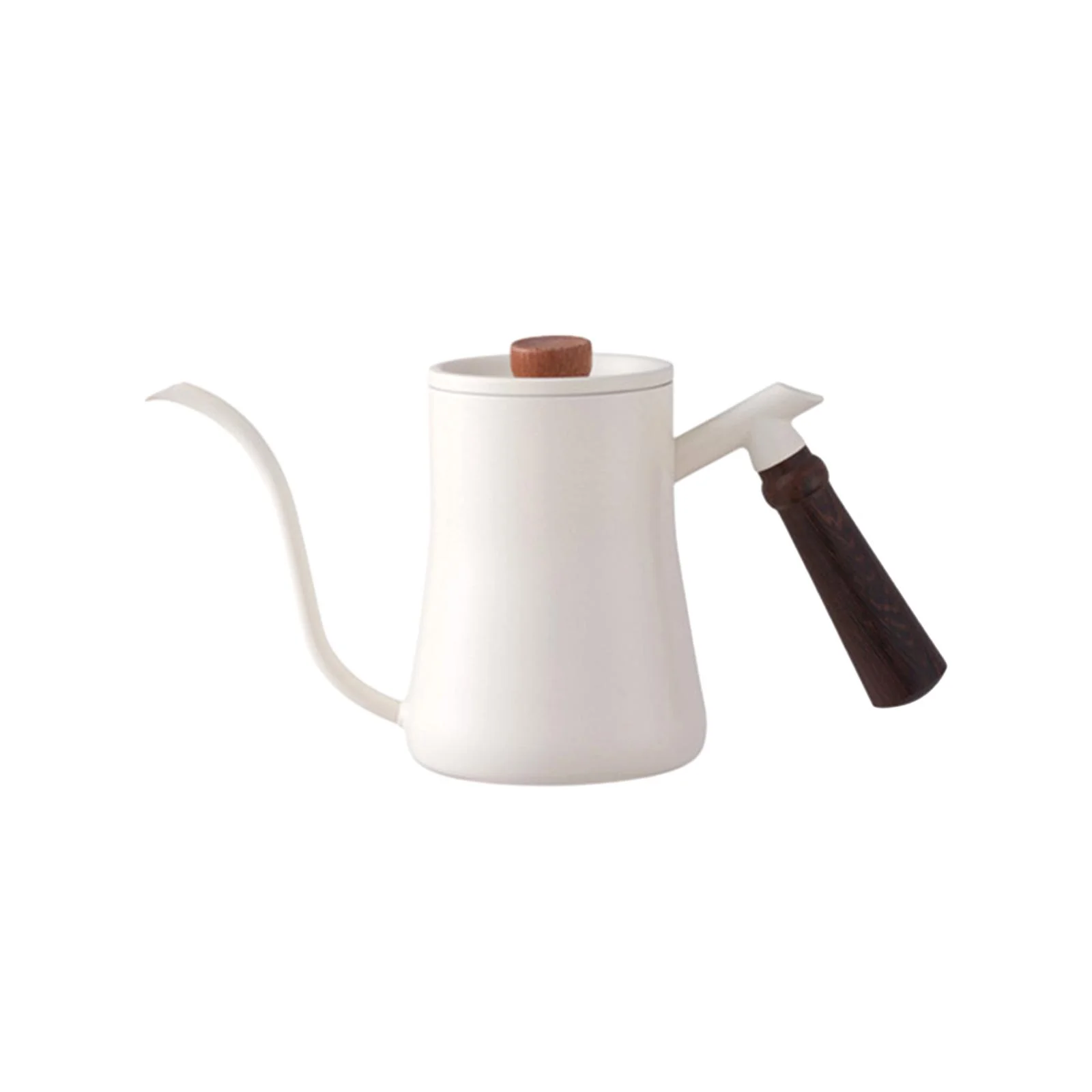 TISHITA 0. Pour over Coffee Kettle Durable Steel Wooden Handle Gooseneck Spout Coffee Pots for Restaurant Cafe Picnic Barista Gift White