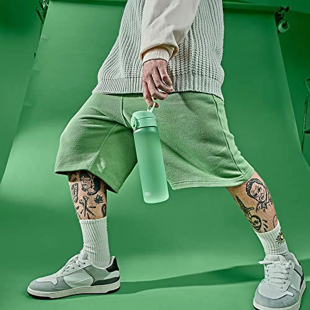 Ion8 Sport Water Bottle- Leakproof and BPA-free Water Bottle - Fits in Lunch Boxes, Handbags, Car Cup Holders, Backpacks and Bike Holders, 17 oz / 500 ml (Pack of 1) - OneTouch 1.0 - Sonic Green