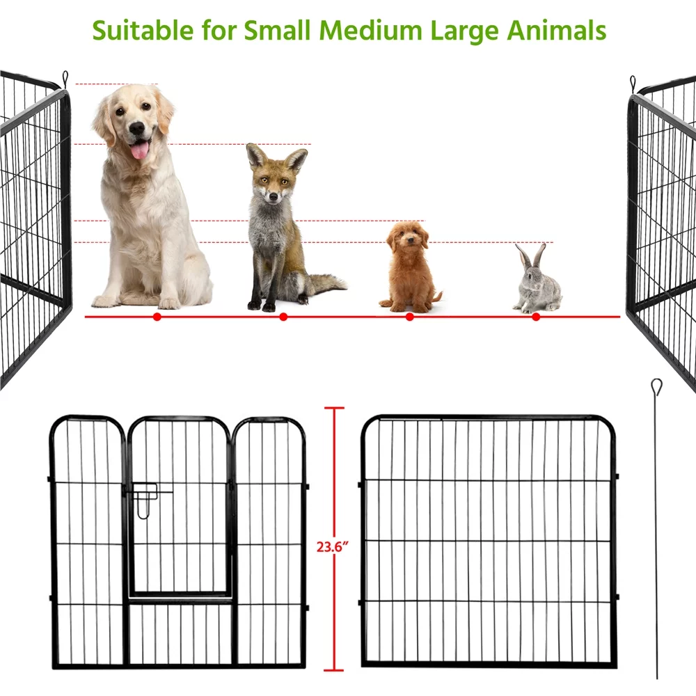 Topeakmart 6 Panels Heavy Duty Pet Playpen Dog Exercise Pen Cat Fence, 23.6''H, Black