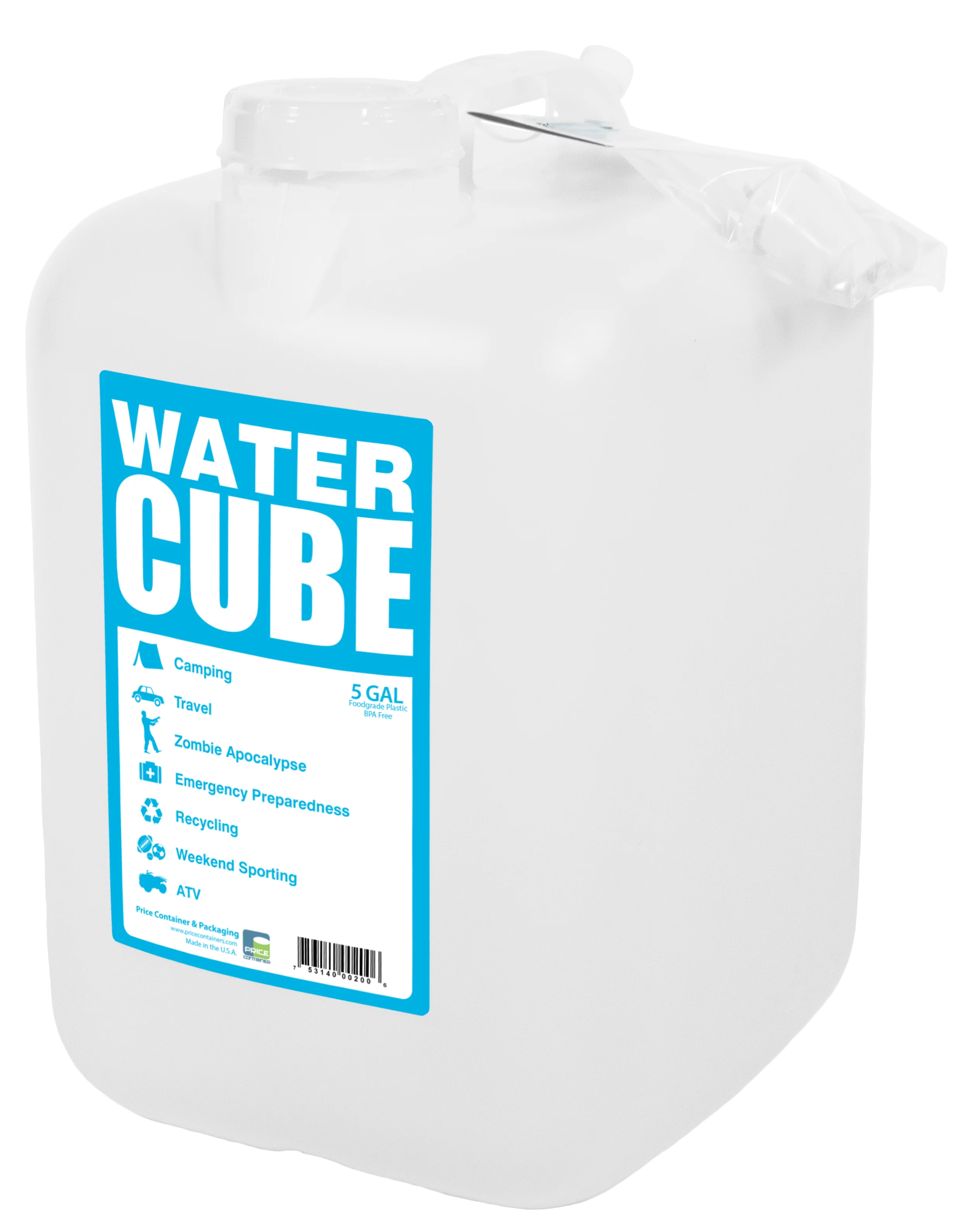 Emergency Essentials Food 5 Gallon Water Jug, 2 Piece
