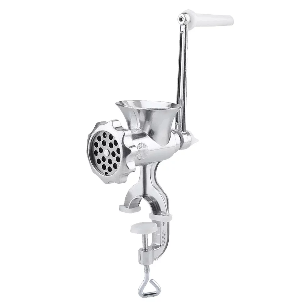 Hemoton Manual Meat Mincer Grinder Sausage Mince Food Maker Kitchen Metal Sausage Stuffer Tool (Silver TB-5)