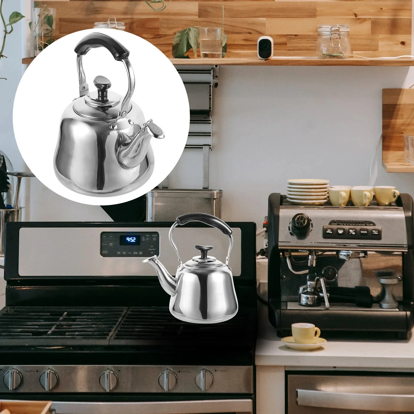 1/1.5L Stainless Steel Whistle Teakettle Large Capacity Boil Water Kettle With Filter Screen For Induction Cookers Gas Stoves 1L19X18X14CM