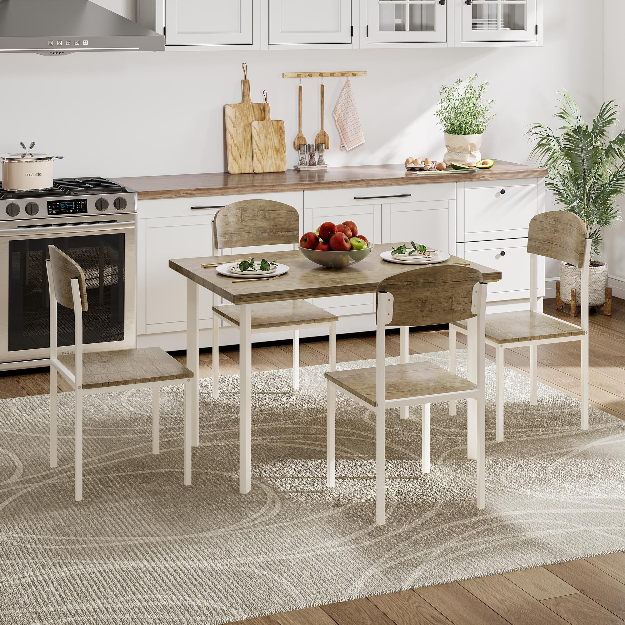 Dextrus 5 Piece Dining Set, Modern Wood Metal 42