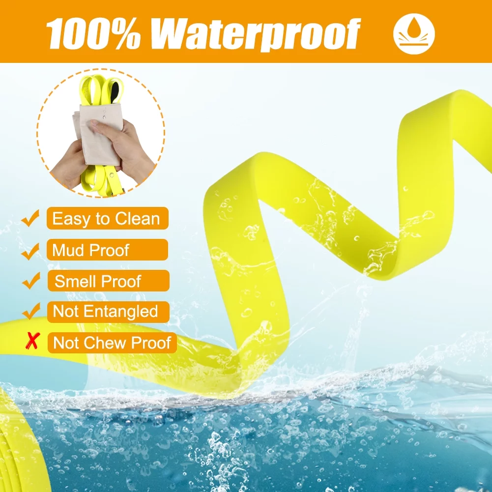 Vivifying Waterproof PVC Dog Leash, 32FT Durable PVC Long Training Lead with Padded Handle for Medium Large Dogs Training, Swimming, Hiking, Beach and Yard (Yellow)