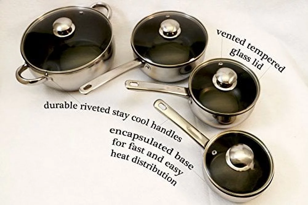 18 Piece Belly-Shaped Cookware Set W/ Encapsulated Base & Non-Stick Coating