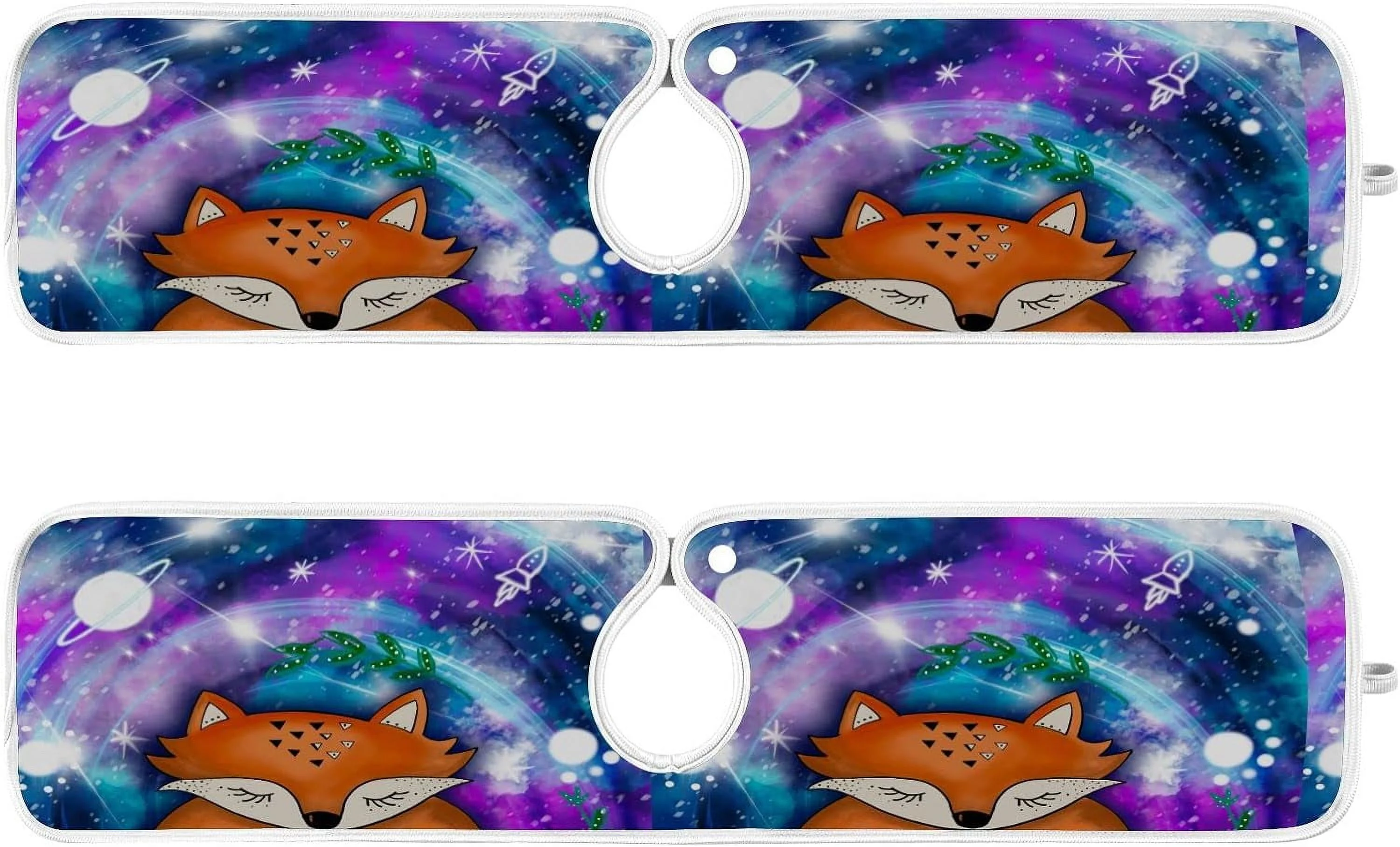 Baby and Mother Fox with Space 2PCS Faucet Absorbent Mat Kitchen Faucet Sink Splash Guard Microfiber Cloth Faucet Splash Catcher Water Absorbent Mat Behind Faucet, Faucet Mat for Kitchen Sink 23x5in