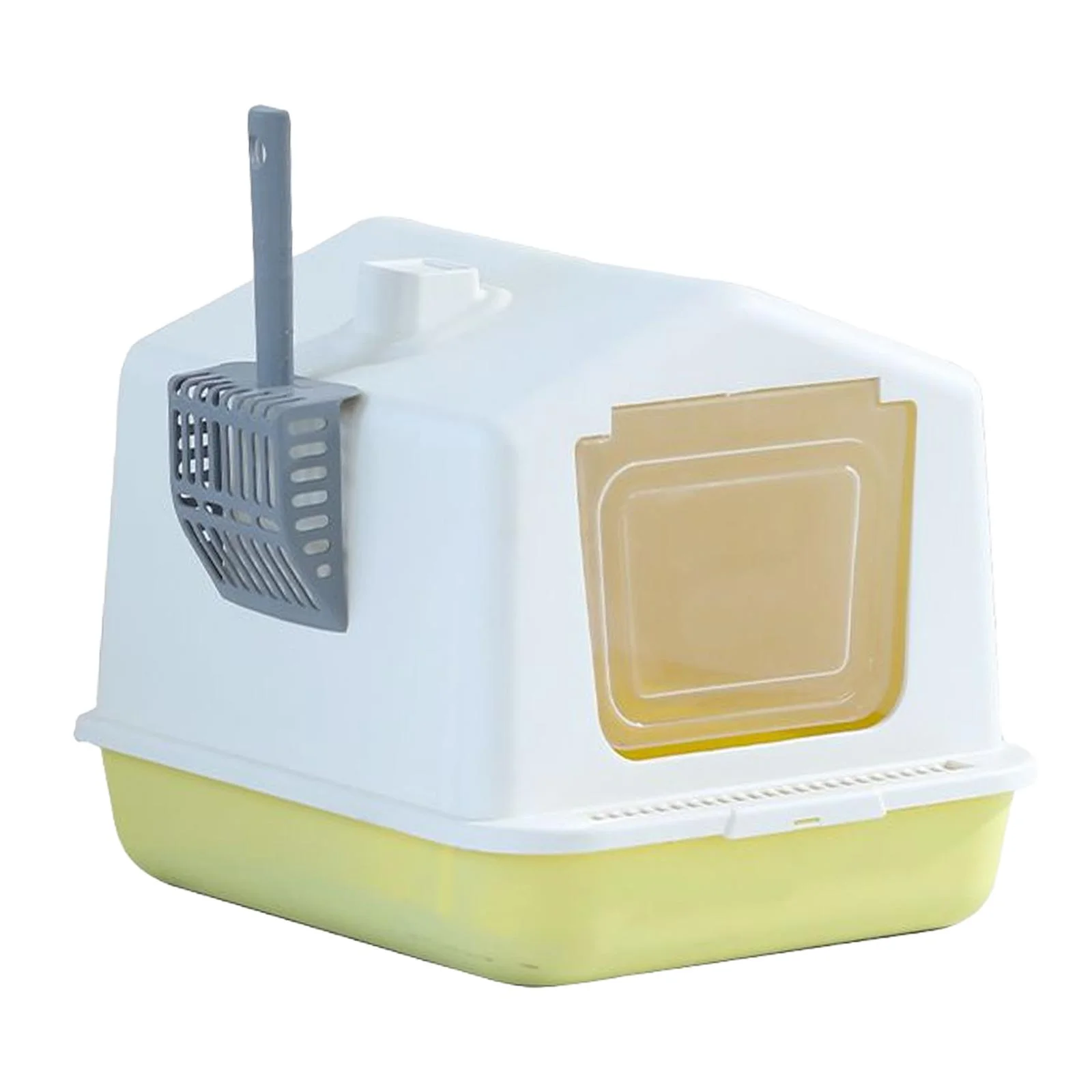 FITYLE Enclosed Cat Litter Tray Kitty Litter Pan Reusable with Door for Small Animals Rabbit Hooded Cat Litter Case Cat Litter Toilet Yellow
