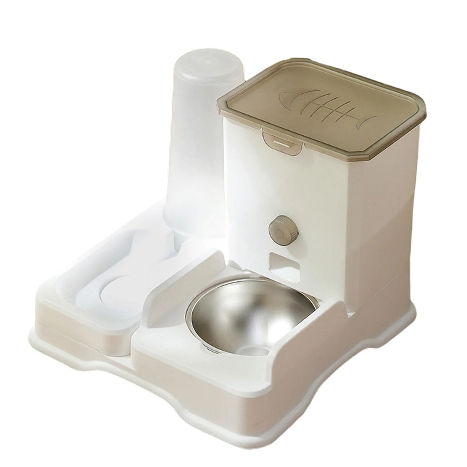 EHJRE 2 in 1 Automatic Pet Waterer Large Capacity Pet Food Storage Pet Self Feeder Cats Dog Water and Food Feeder for Small Animals Stainless Steel Bowl