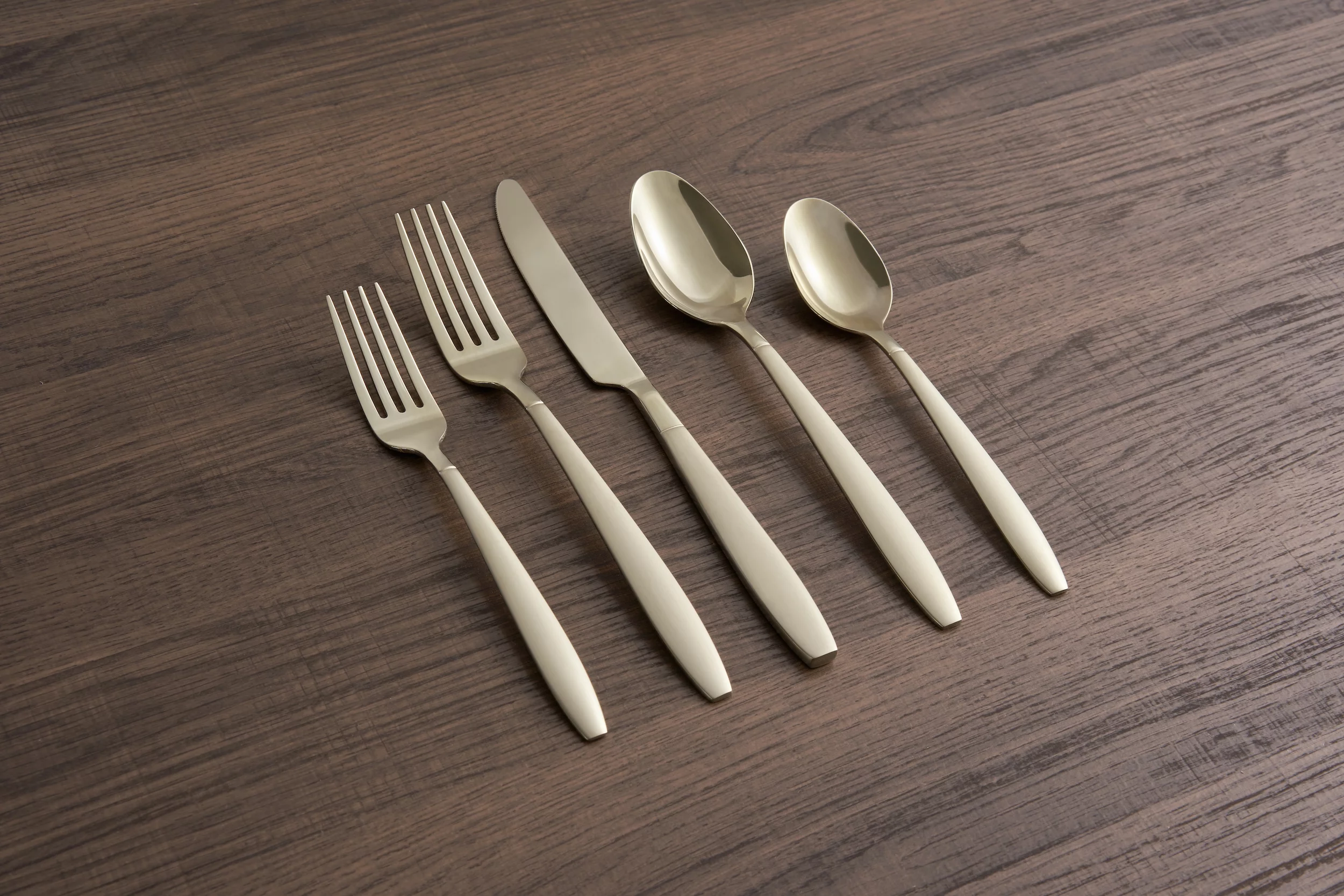 Graze by Cambridge Mathison Champagne Sand/Mirror 45-Piece Stainless Steel Flatware Set, Service for 8