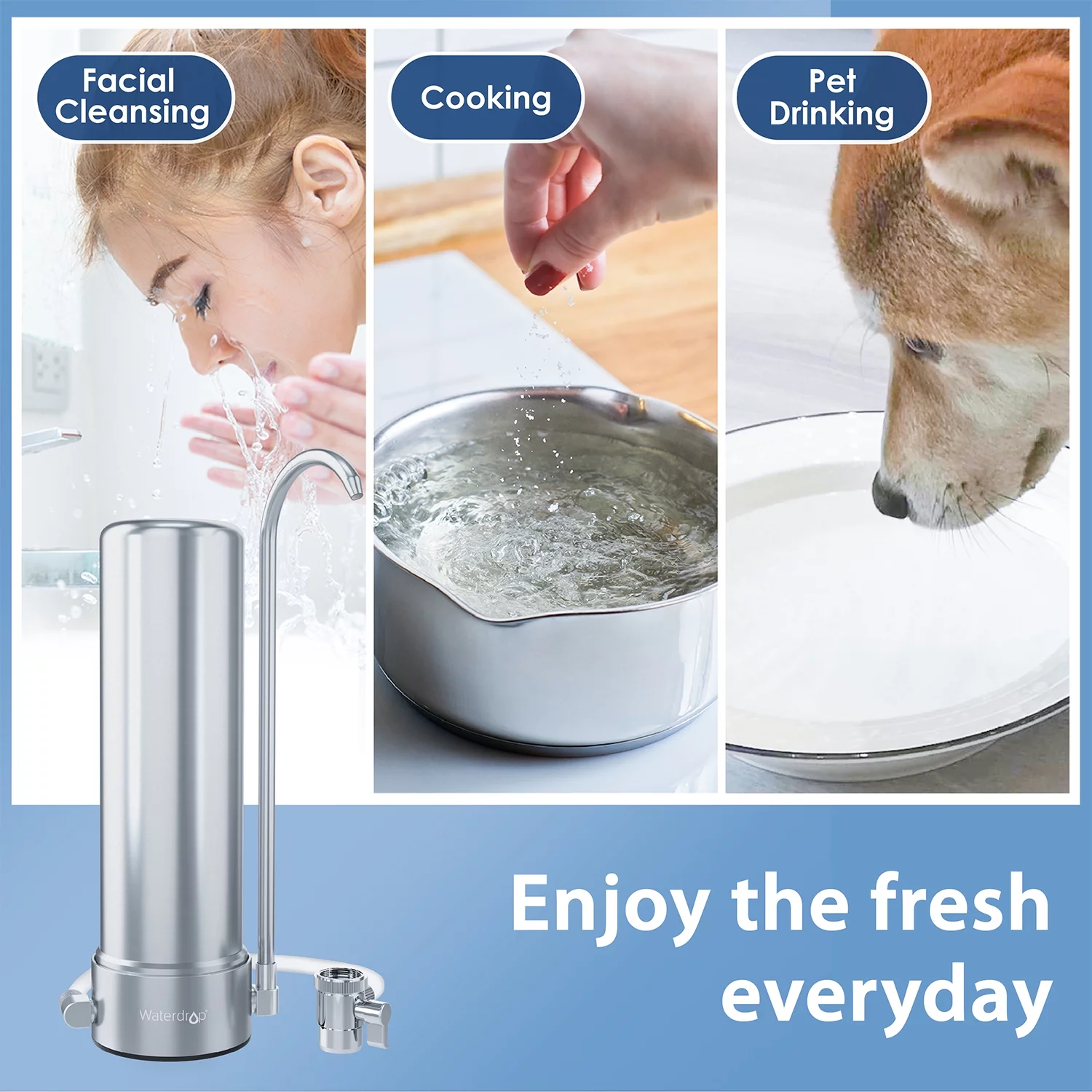 Waterdrop WD-CFF-01 Replacement Filter, Countertop Water Filter, Long-lasting Life, 6-stage Water Filter, Removes 99% of Chlorine, Heavy Metals, Bad Taste,  1 Pack