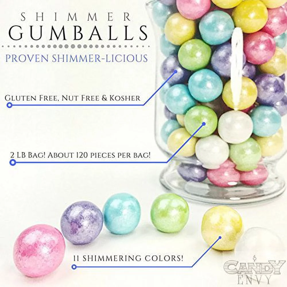 Candy Envy Shimmer Turquoise Gumballs, 2 lb. Bag, Large 1 inch Gum Balls