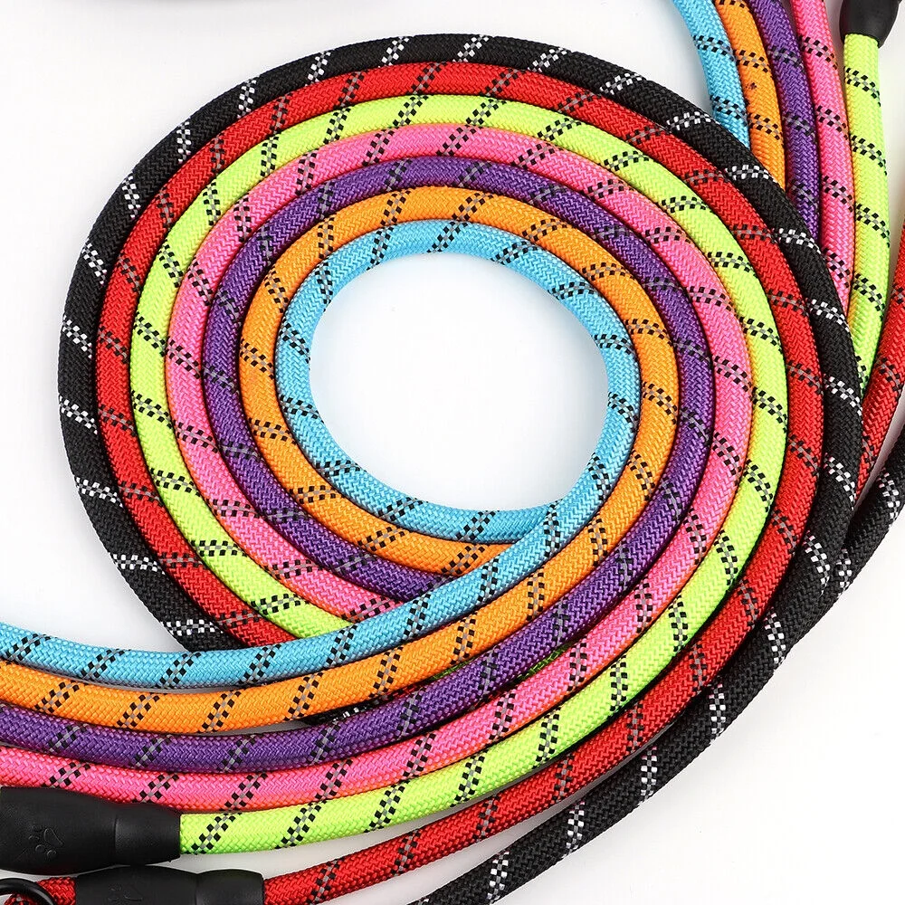 4.9ft Dog Walking Training Leash Reflective Nylon Lead Rope Soft Padded Handle