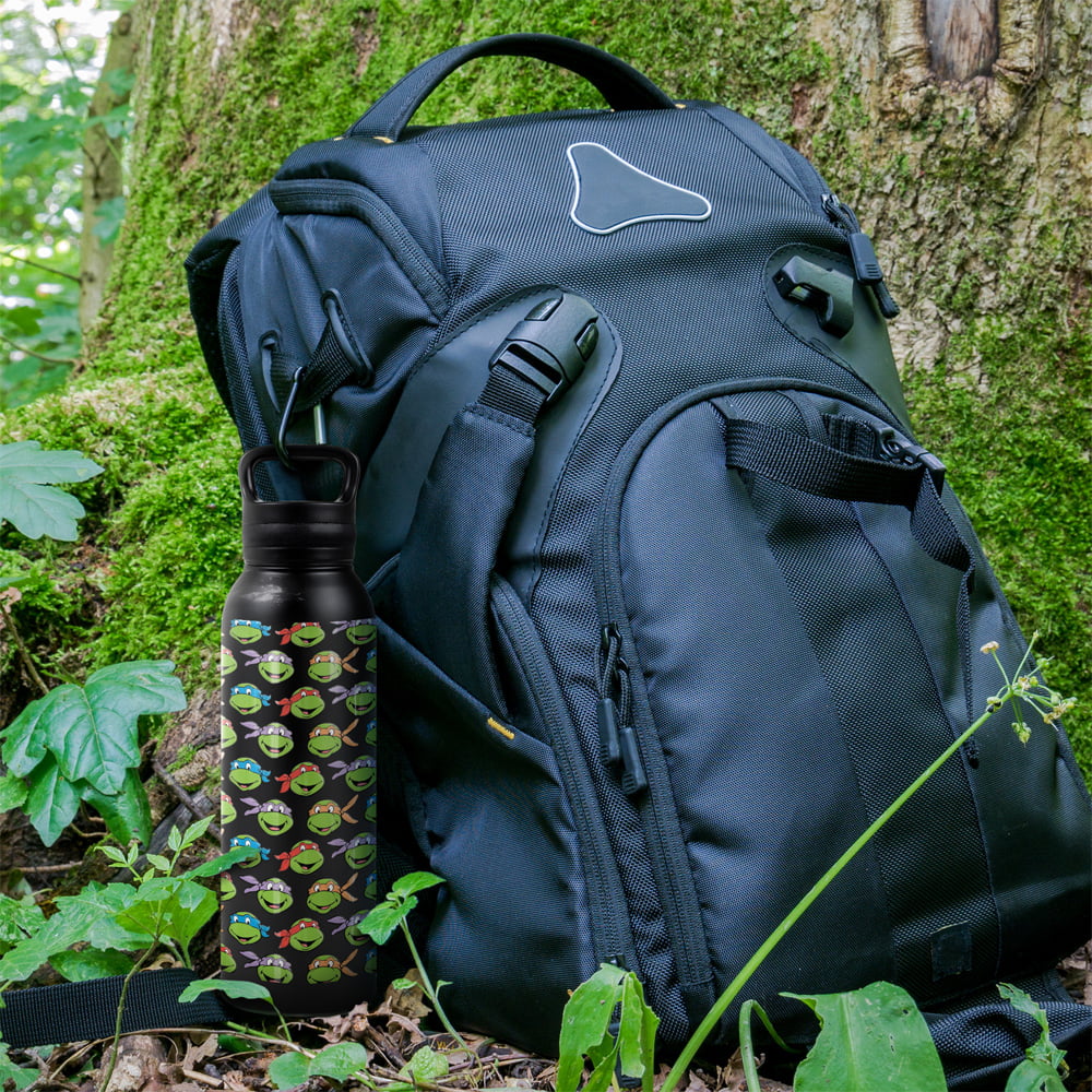 Teenage Mutant Ninja Turtles TMNT Official Turtle Heads 24 oz Insulated Canteen Water Bottle, Leak Resistant, Vacuum Insulated Stainless Steel with Loop Cap