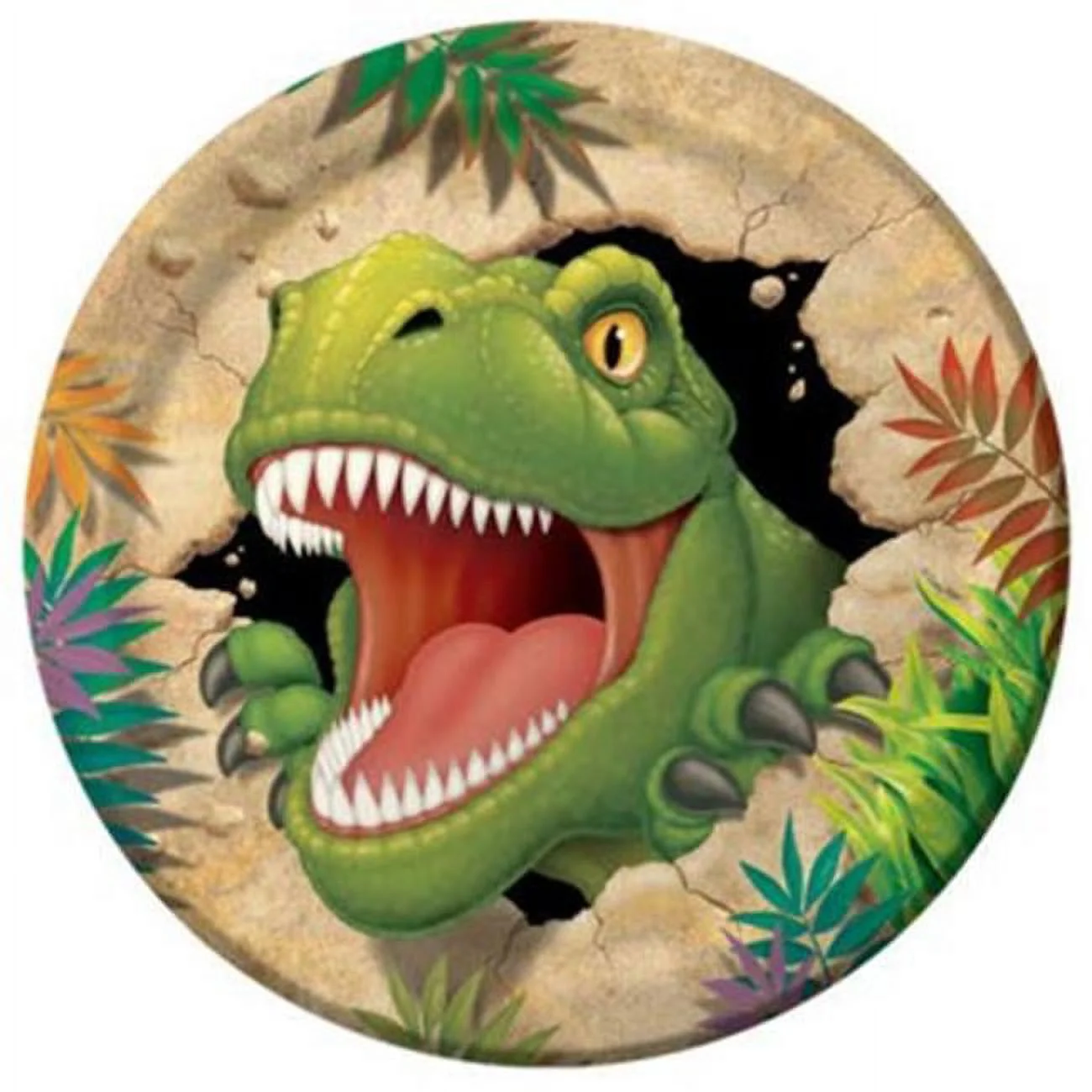 9 in. Dino Blast Round Paper Lunch & Dinner Plates - 8 per Case - Case of 12