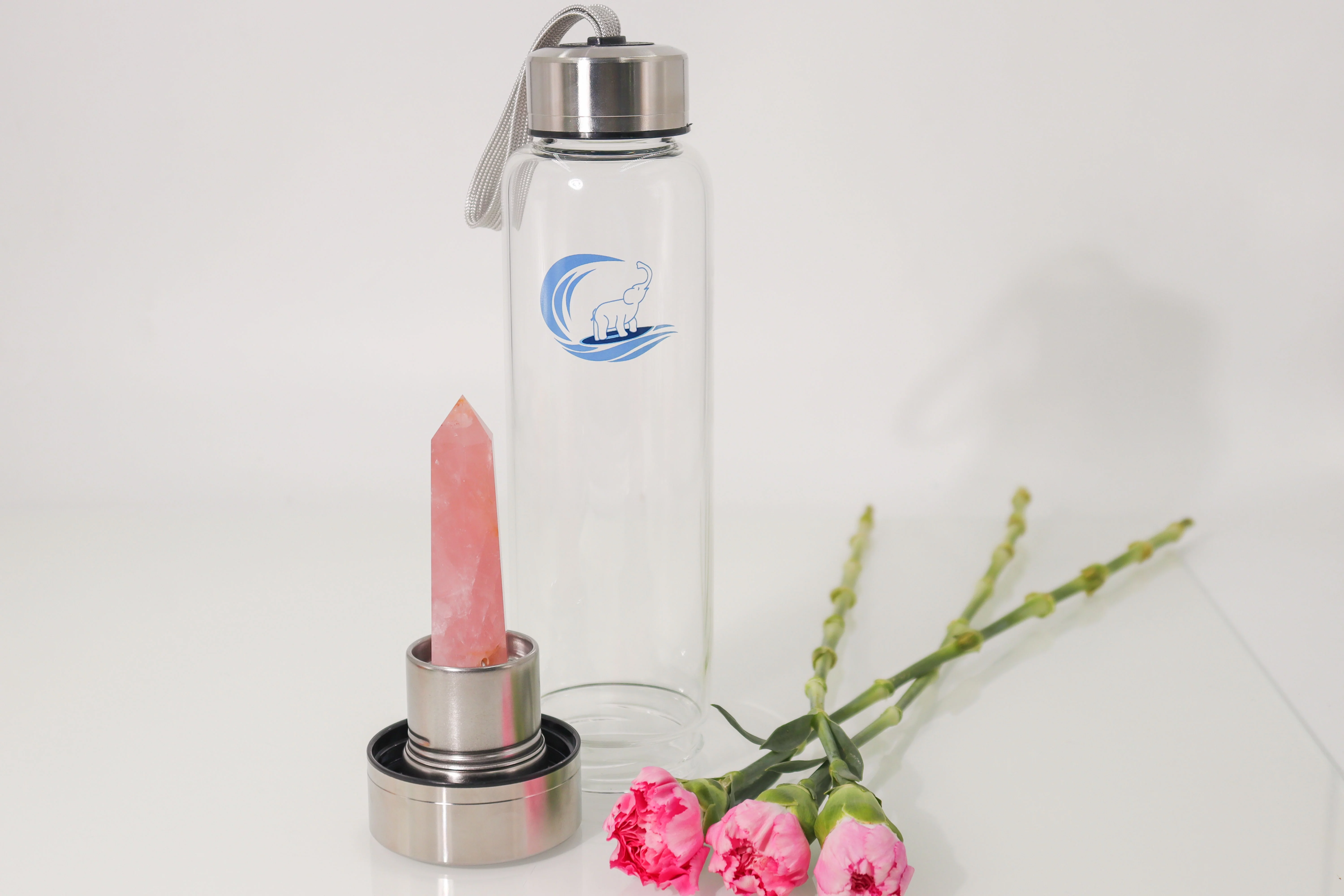 Crystal-Infused Water Bottle – Rose Quartz