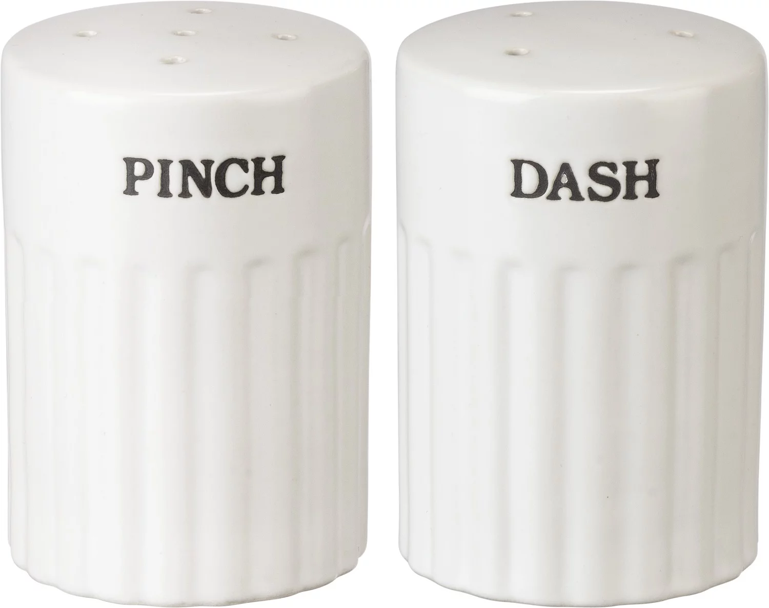 Pinch and Dash Farmhouse Salt and Pepper Shaker Set Black and White Stoneware