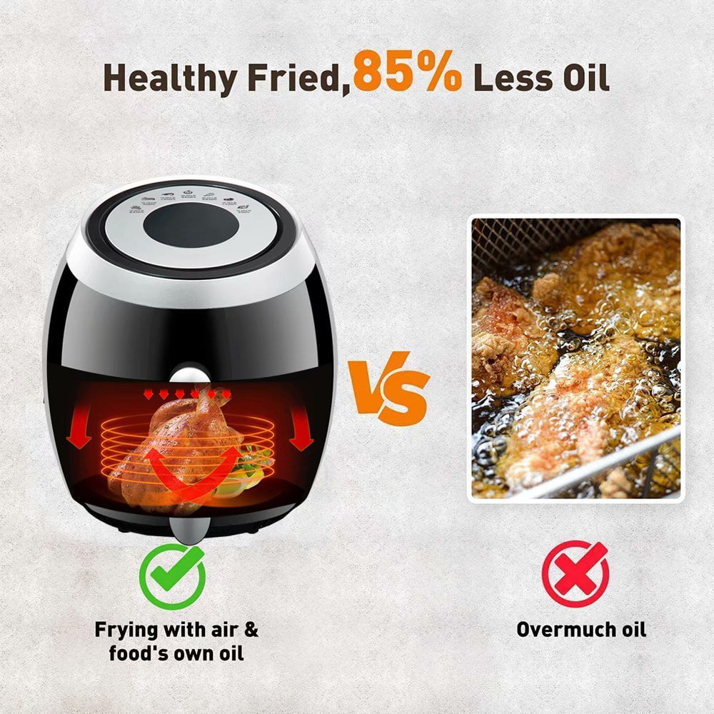 YouYeap 1500W 5-Quart Air Fryer with LCD Touch Screen, Black