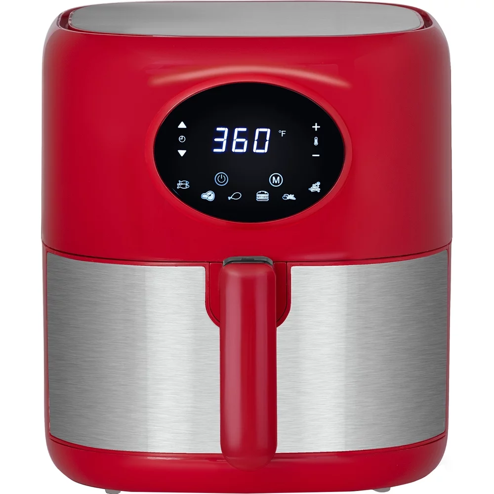 Open Box Deco Chef 3.7QT Digital Air Fryer with 6 Cooking Presets, LED Touch Controls, Adjustable Temperature and Time, Detachable Dishwasher Safe Non-Stick Basket, Red