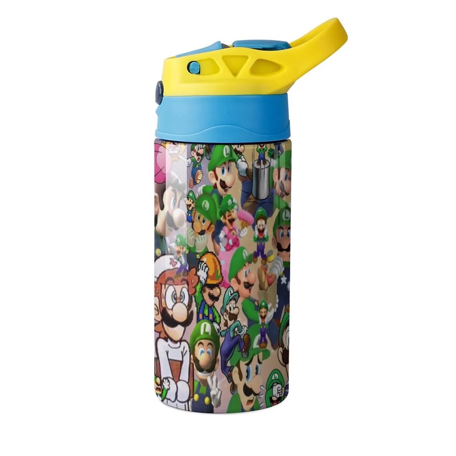 Luigi's Mansion Game Cartoon Kid's Insulated Water Bottle With Straw Vacuum Stainless Steel Cup Leak-Proof Children Toddler Thermoses