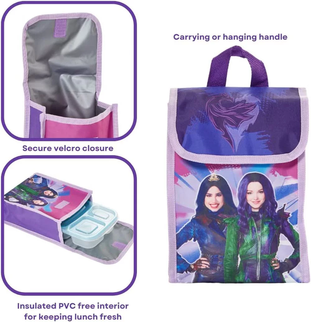 Disney Descendants Girls Backpack with Lunch Bag Water Bottle 5 Piece Set 16 inch
