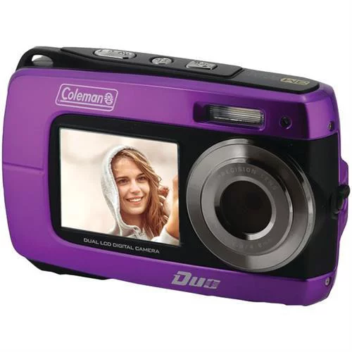 Coleman 2V8WP-P Duo2 18.0 MP HD Underwater Video Camera with Dual LCD, Purple