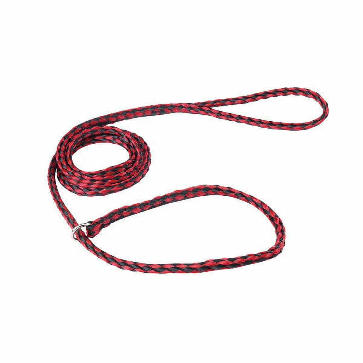 Braided Poly Dog Leads Slip Style Kennel Pet Leash O Ring 5ft Long Choose Color (Red/Black - 12 Pack)