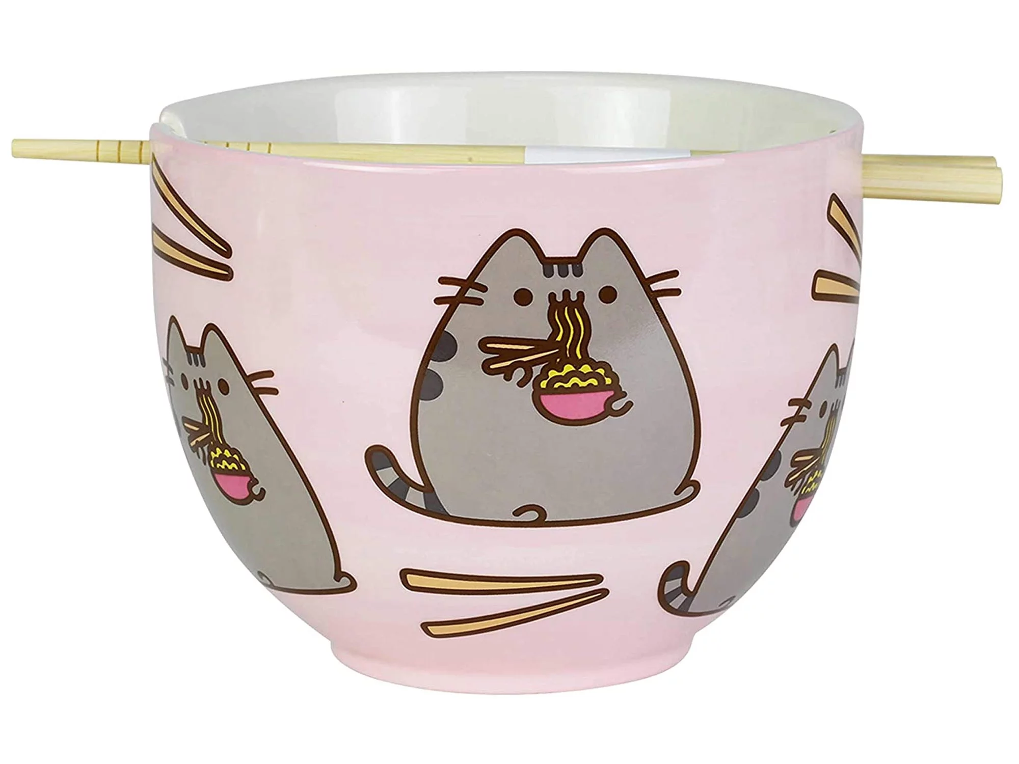 Pusheen by Our Name is Mud Ramen Bowl and Chopsticks Set, Pink