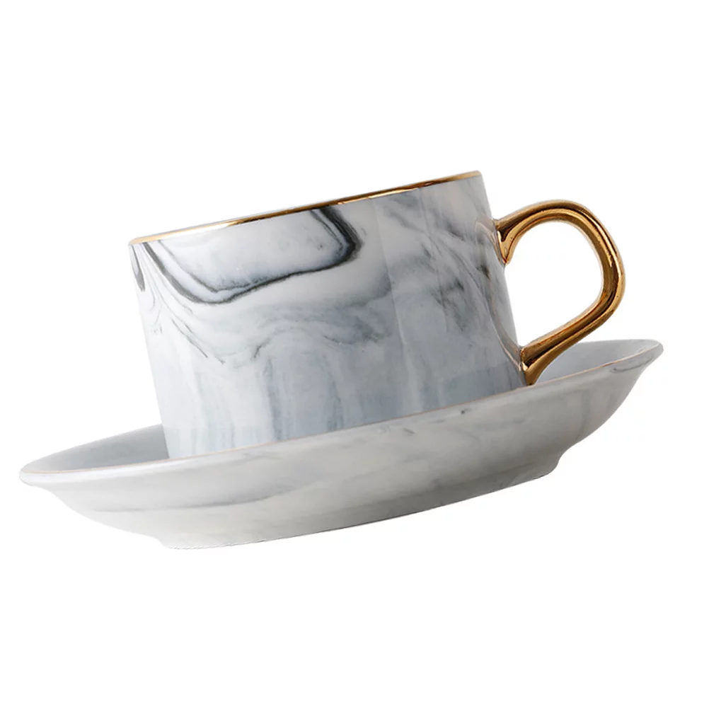 HOMEMAXS 1 Set of Creative Coffee Mug Afternoon Tea Ceramic Cup Mug with a Saucer (Grey)