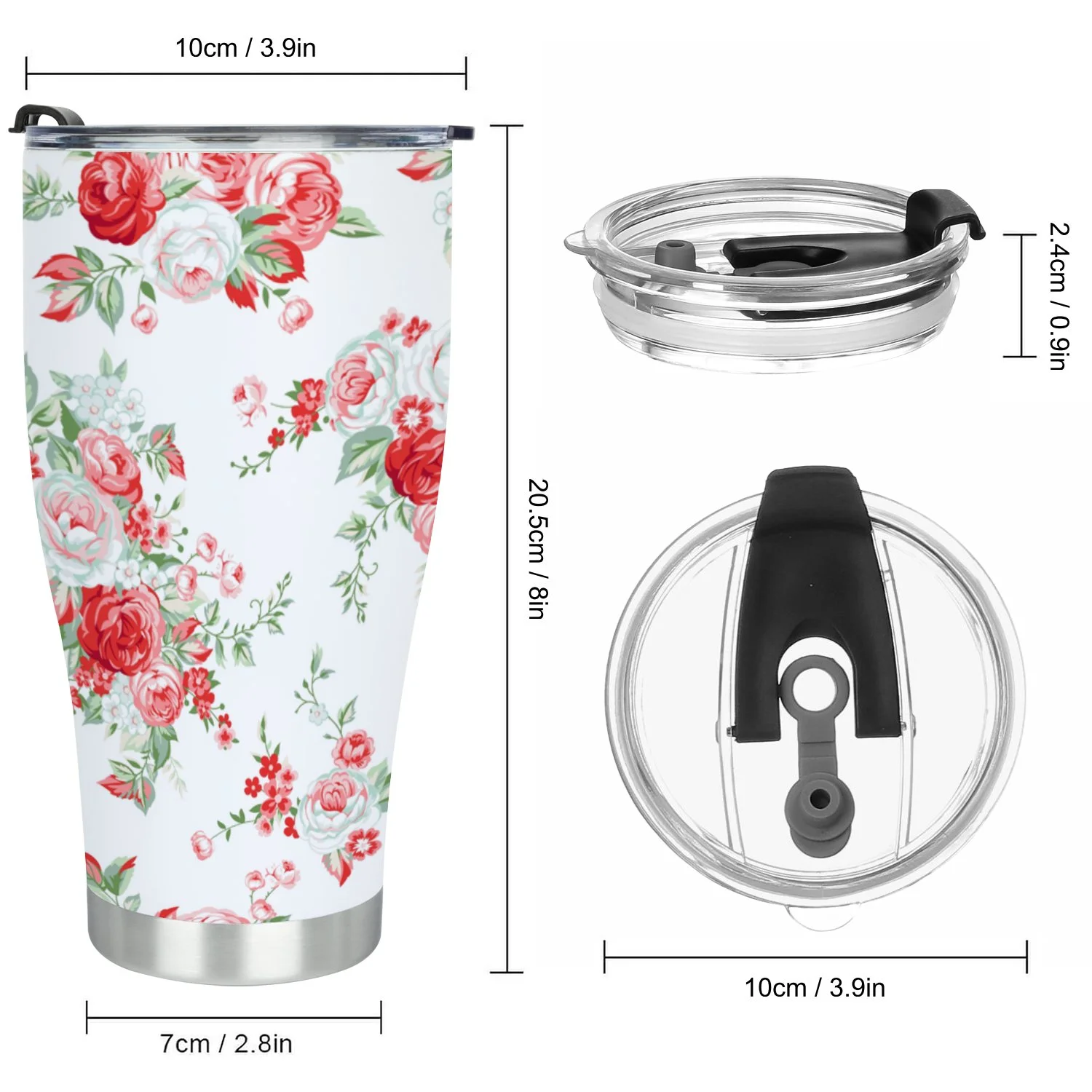Hidove Stainless Steel Tumbler, Vintage Roses 30oz Leak Proof & Stainless Steel Bottle for Hot & Cold Drinks - Coffee Travel Mug, Water Metal Canteen, Thermal Cup