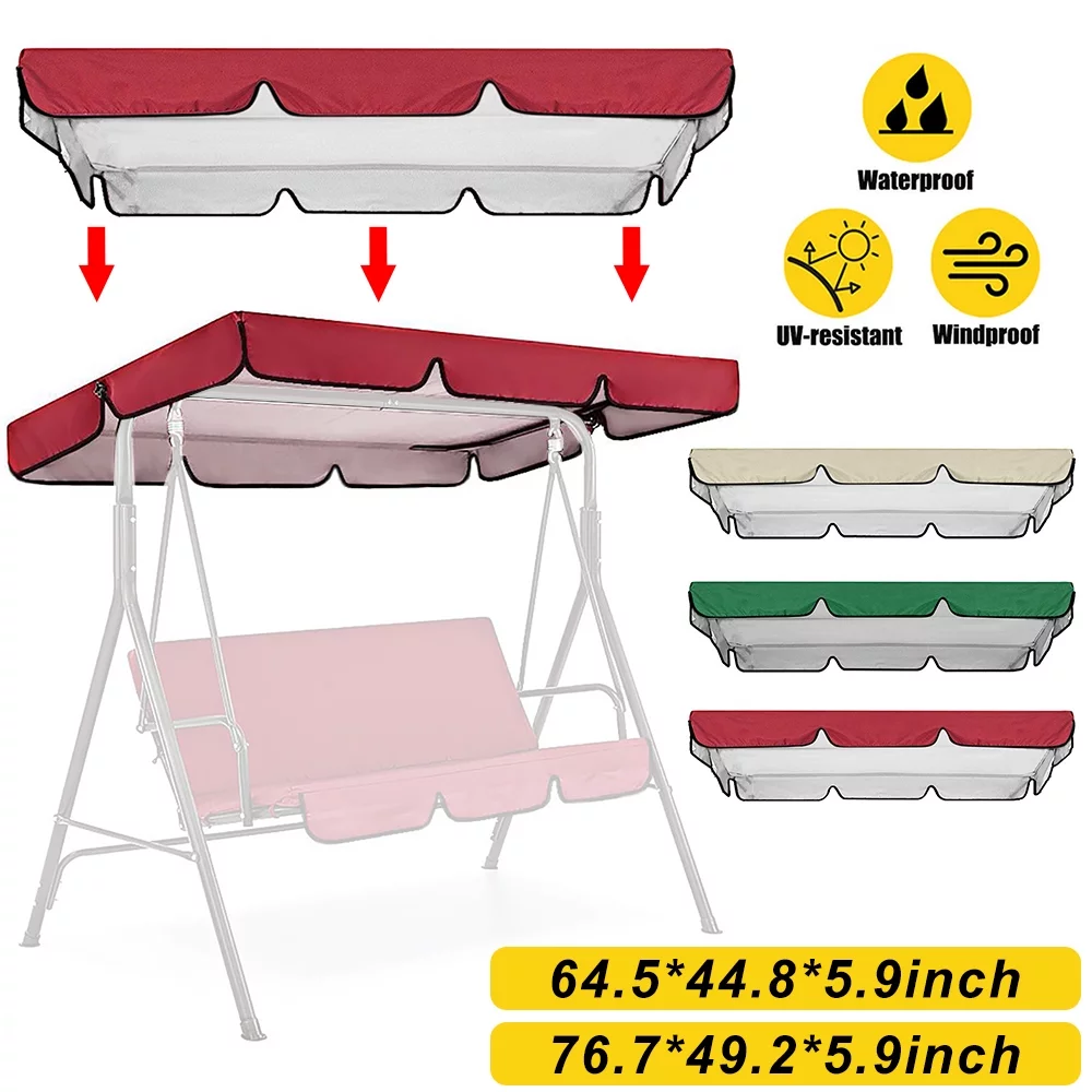 Swing Canopy Replacement, Waterproof Outdoor Swing Canopy Replacemeent, Garden Patio Swing Canopy Replacement Top Cover, Green