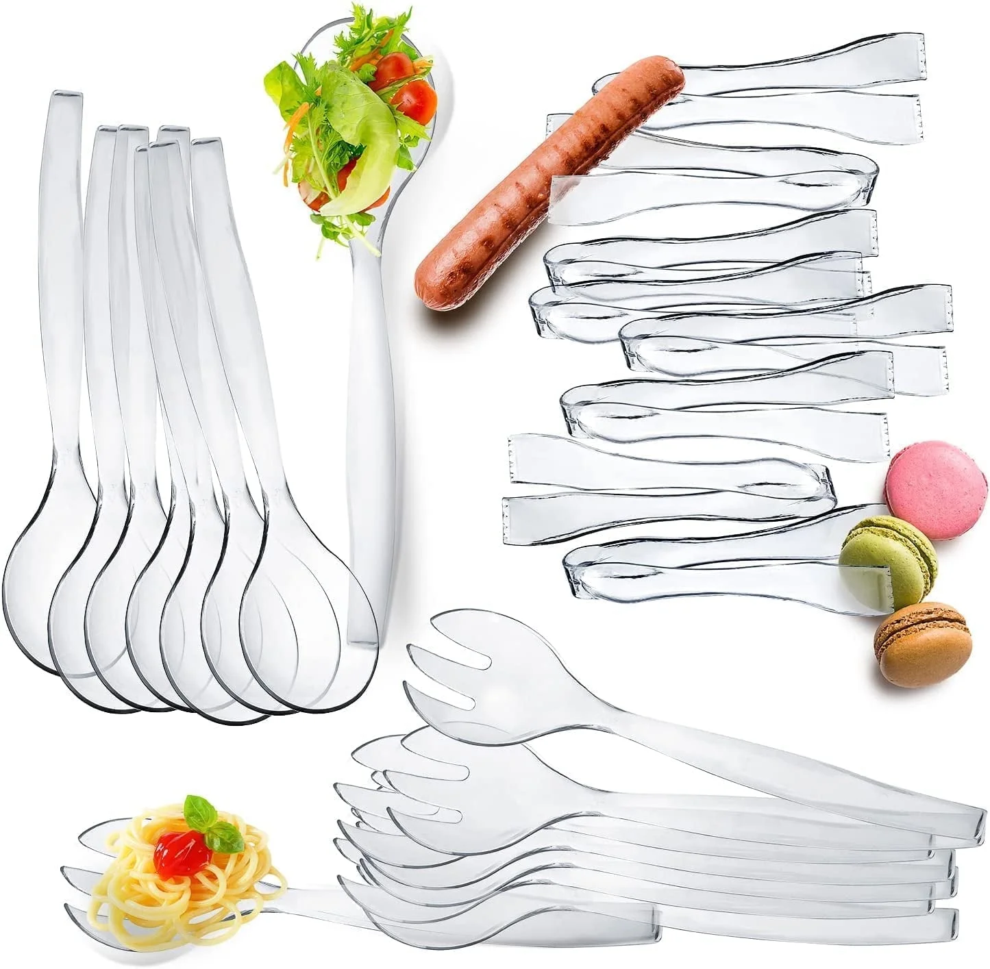 StarMar Disposable Plastic Serving Utensils Set for Party & Catering, 12-Pack