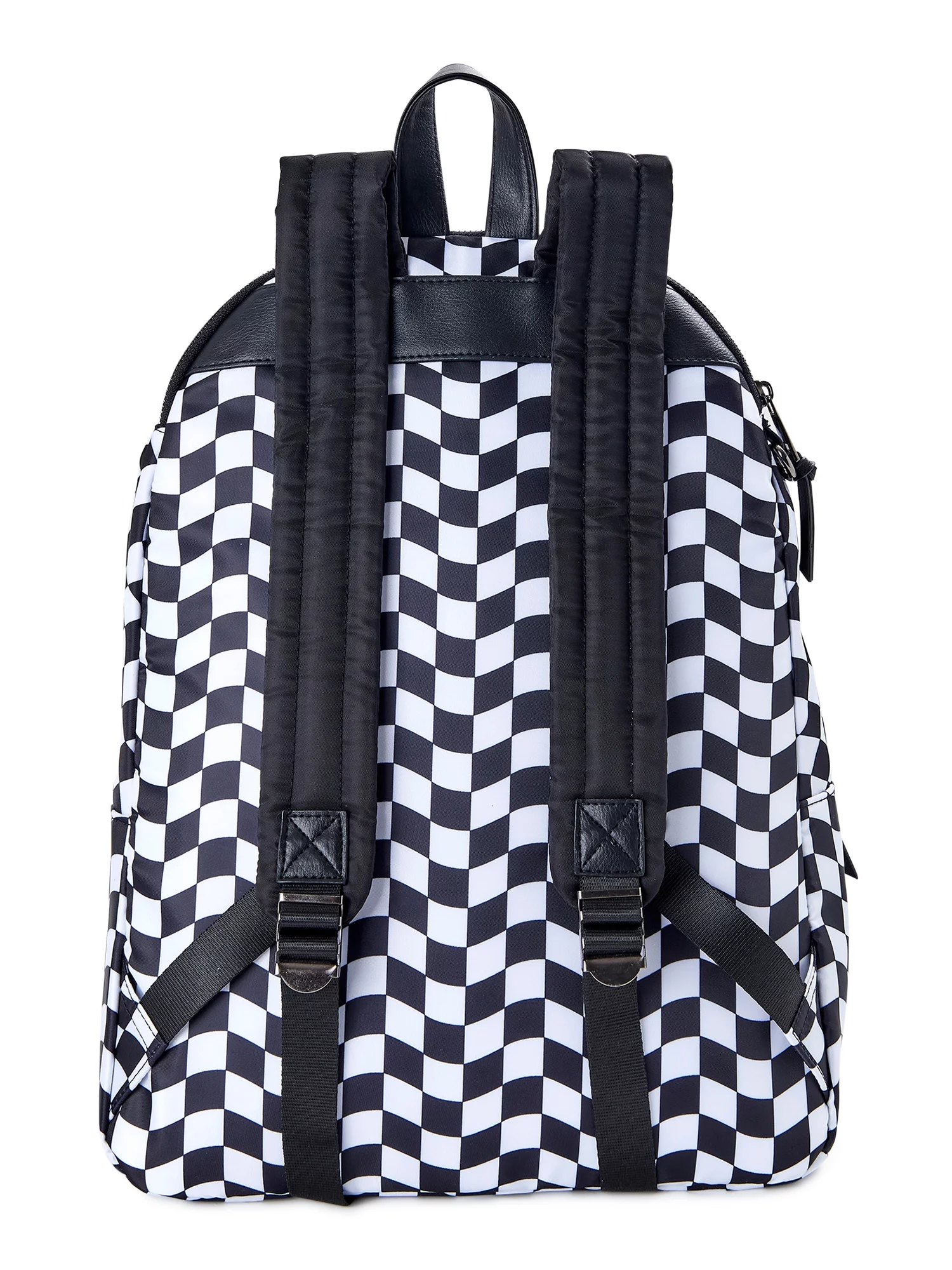 No Boundaries Women's Dome Zip Backpack, Black White Checker