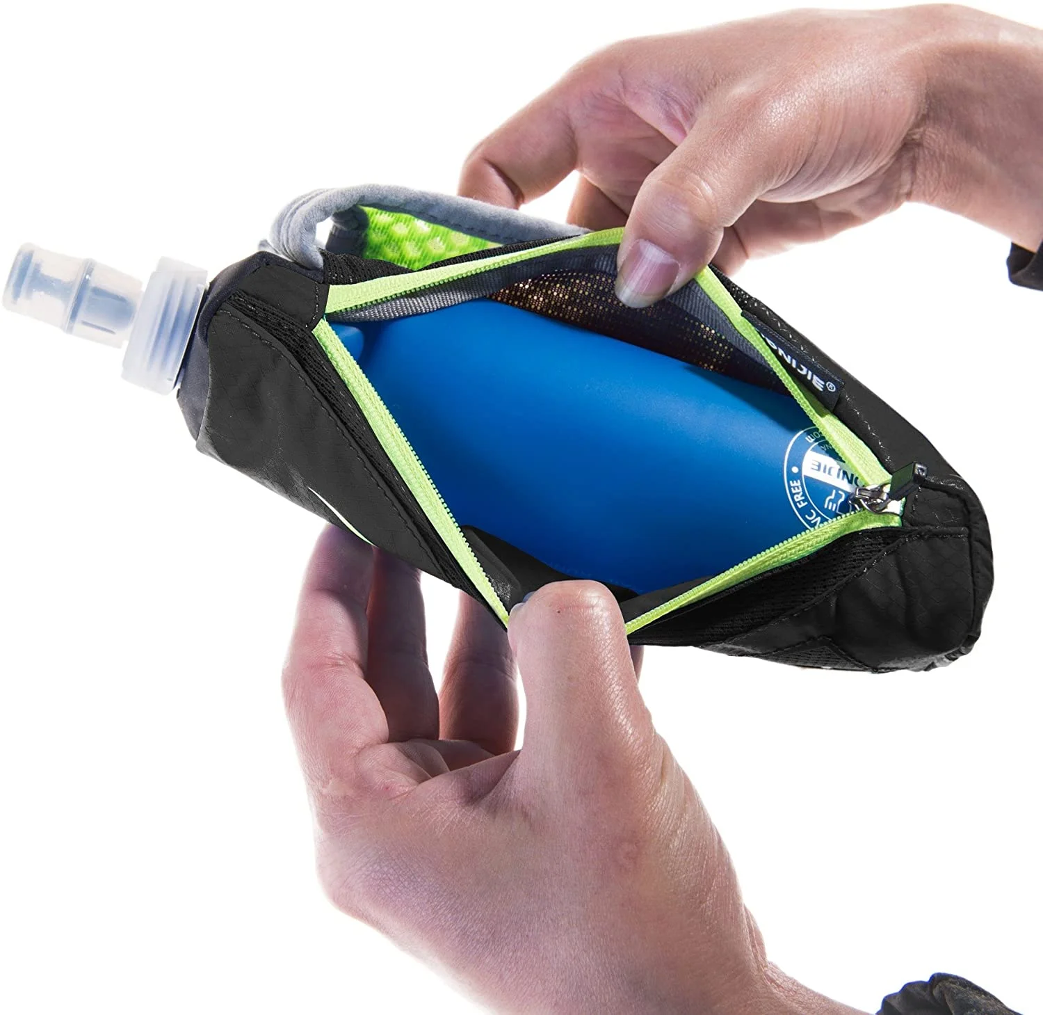 LERMX Quick Grip Chill 17 oz Handheld soft Flask Water Bottle Hydration Pack (17 oz Black)