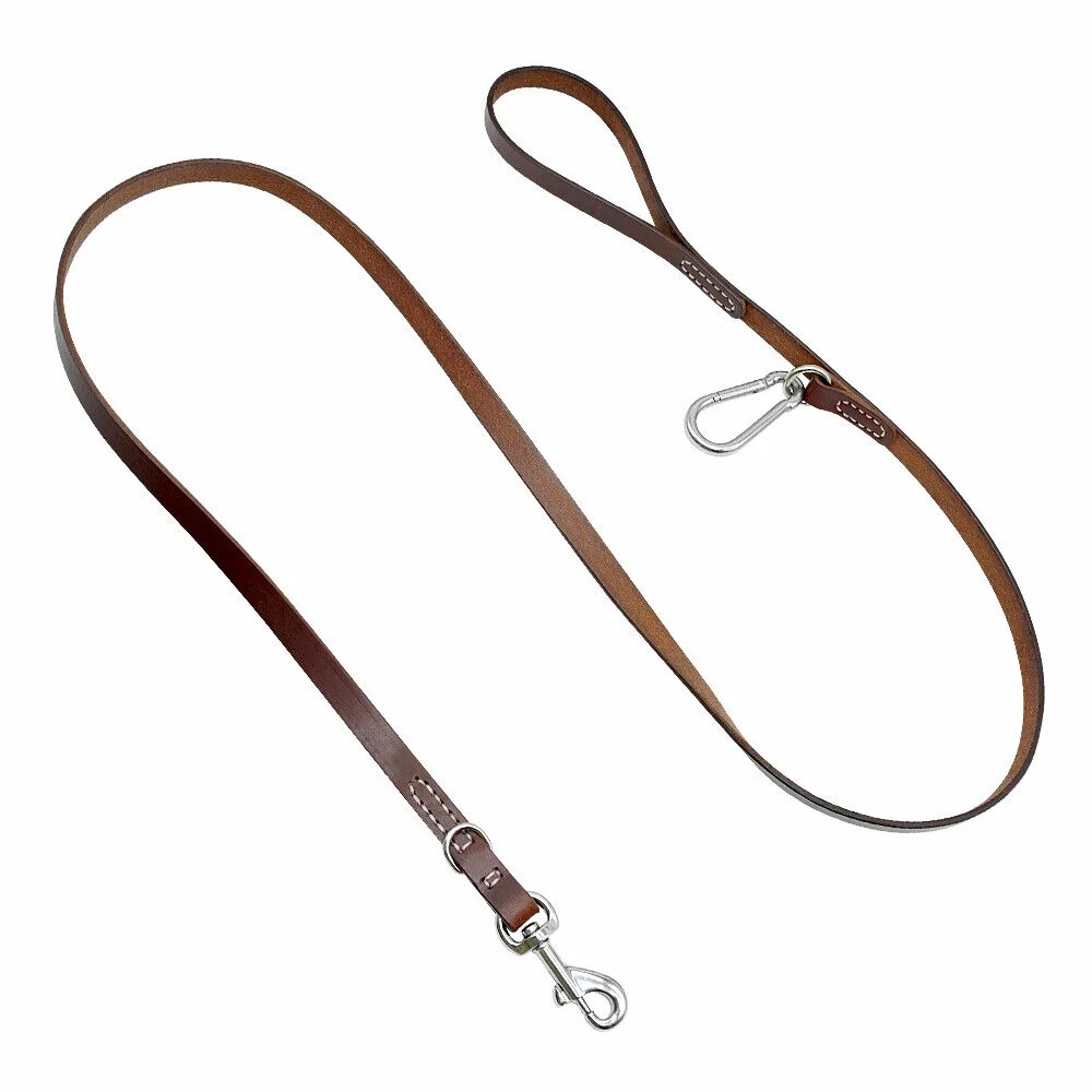 Pet Artist 6FT Real Leather Dog Leash Heavy Duty Training Leashes with Locking Carabiner