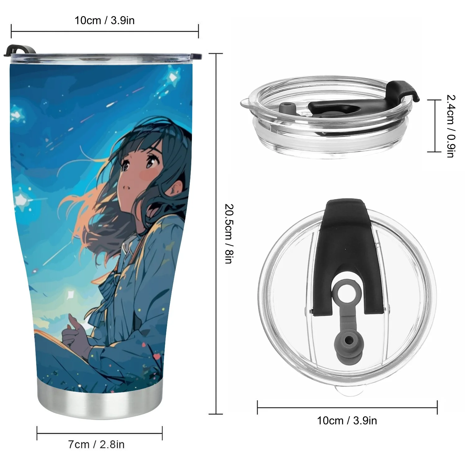 Hidove Stainless Steel Tumbler, Girl Sitting on a Grassy Knoll 30oz Leak Proof & Stainless Steel Bottle for Hot & Cold Drinks - Coffee Travel Mug, Water Metal Canteen, Thermal Cup