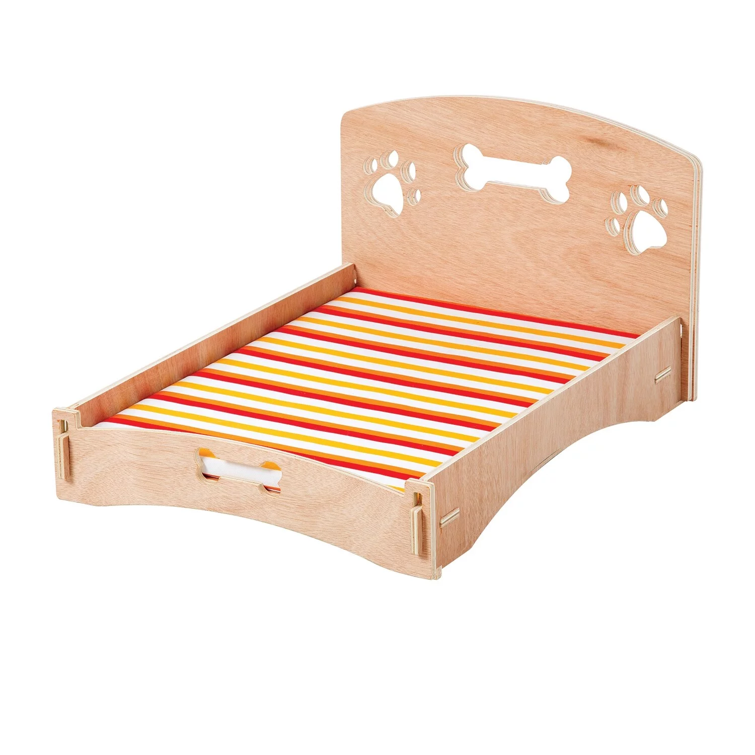 Wooden Bone & Paw Design Sofa Cat & Dog Bed With Removable Cover - small