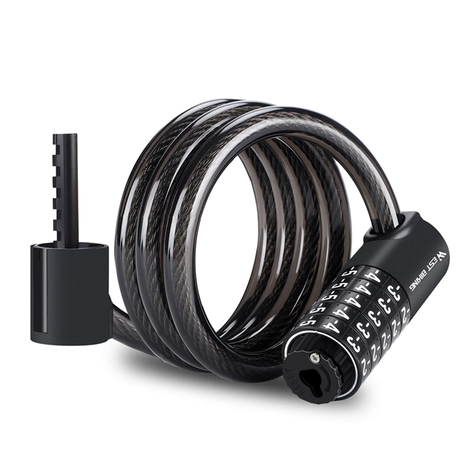 Bike Locks,Cable Lock Ebike Bike Locks Lock Coiled Cable Lock Resettable Combination Lock Cable5 Lock - Coiled