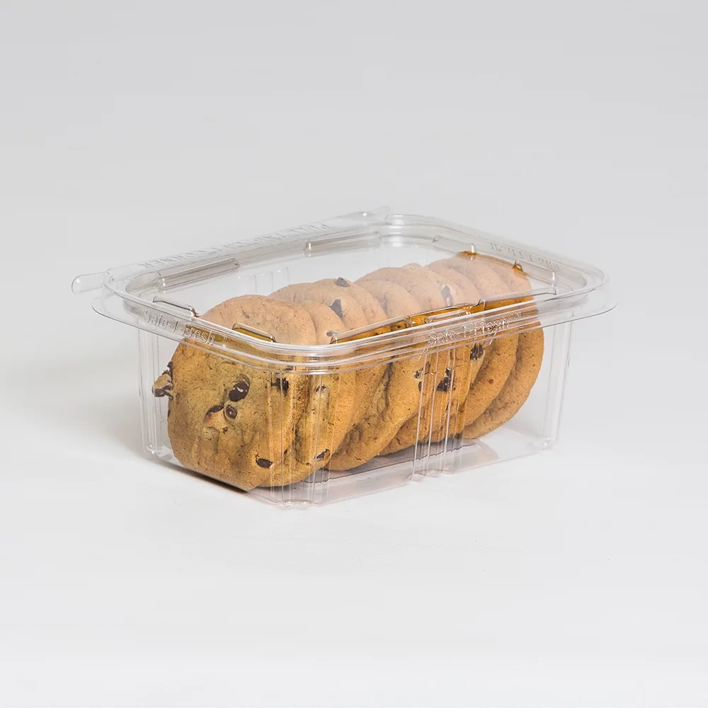 Inline Plastics Safe-T-Fresh 32 oz. Clear Polyethylene Tamper Resistant Hinged Square Food Container | 200/Case