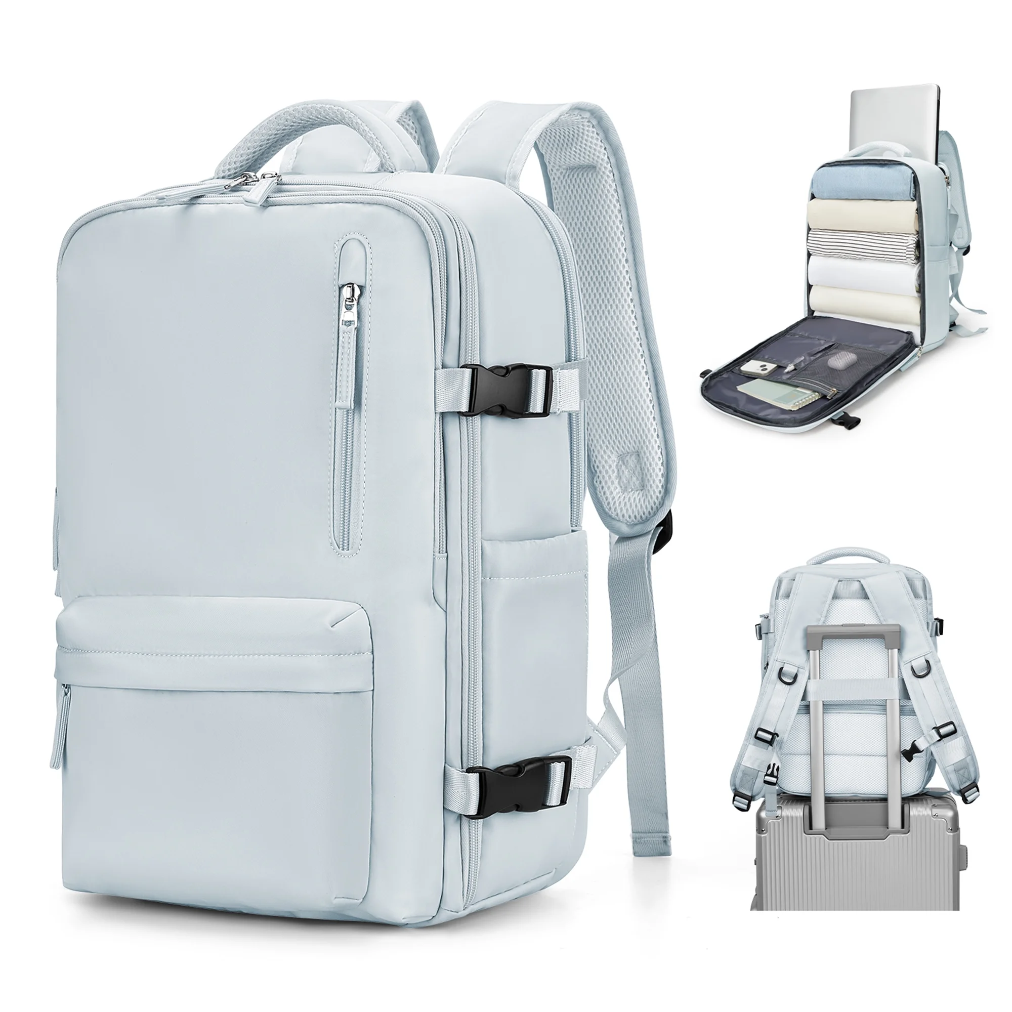 Large Travel Backpack Women, Carry On Backpack,Hiking Backpack Waterproof Outdoor Sports Rucksack Casual Daypack School Bag Fit 14 Inch Laptop with USB Charging Port Shoes Compartment