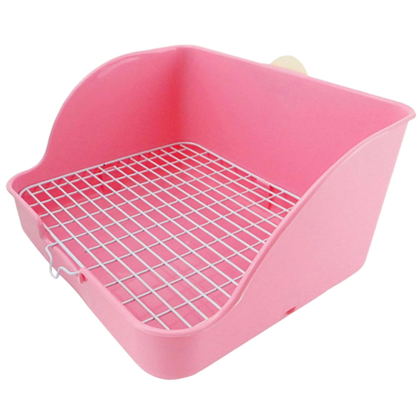 Rabbit for Small Animal Bunny Guinea Pig Galesaur Ferrets Corner Litter Pan Potty Trainer Pets Cage Toilet Bedding Box , Pink